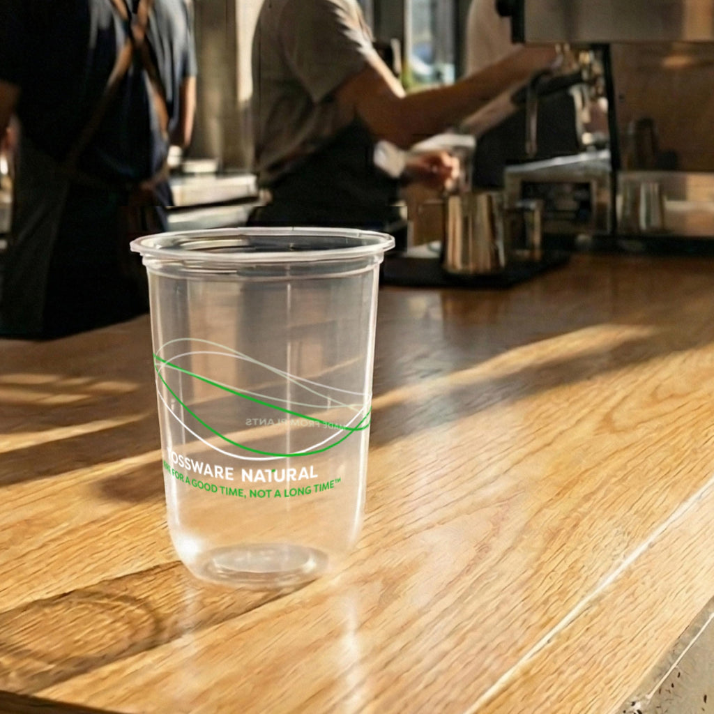 TOSSWARE NATURAL 12oz Arc - Plant Based 98mm Clear Cold Cups - Plastic Alternative for Parties, Bachelorettes, Weddings - Recyclable - Set of 100
