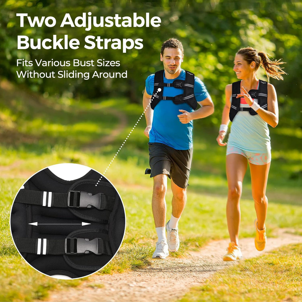 PACEARTH Weighted Vest,6lb/8lb/10lb/12lb/16lb/20lb/25lb/30lb Weight Vest with Reflective Stripe, Body Weight Vests for Women, Men, Weight Loss Workout, Strength Training, Running, Walking, Jogging