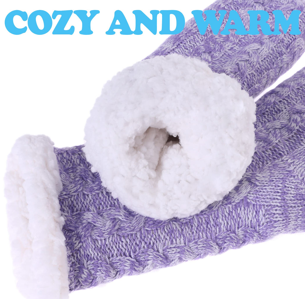 SDBING Women's Winter Super Soft Warm Cozy Fleece Lined Fuzzy Slipper Socks with Grippers