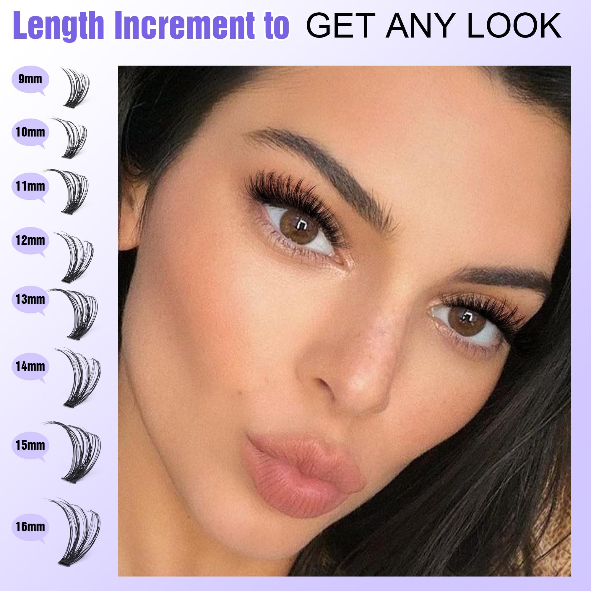 Pawotence Lash Extension Kit DIY 280pcs Individual Lash Clusters Kit 20D&30D Natural 9-15mm Cluster Eyelash Extensions Kit with Lash Bond and Seal, Tweezers for Self Use (20D&30D, 0.07D, 9-15mm, Kit)