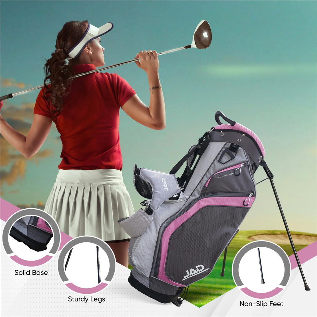 JAD Lightweight Womens Golf Bag, Golf Stand Bag for Women/Ladies, 14-Way Top Dividers, Ultra Lightweight, Large Pockets for Accessories, Durable Water Resistant