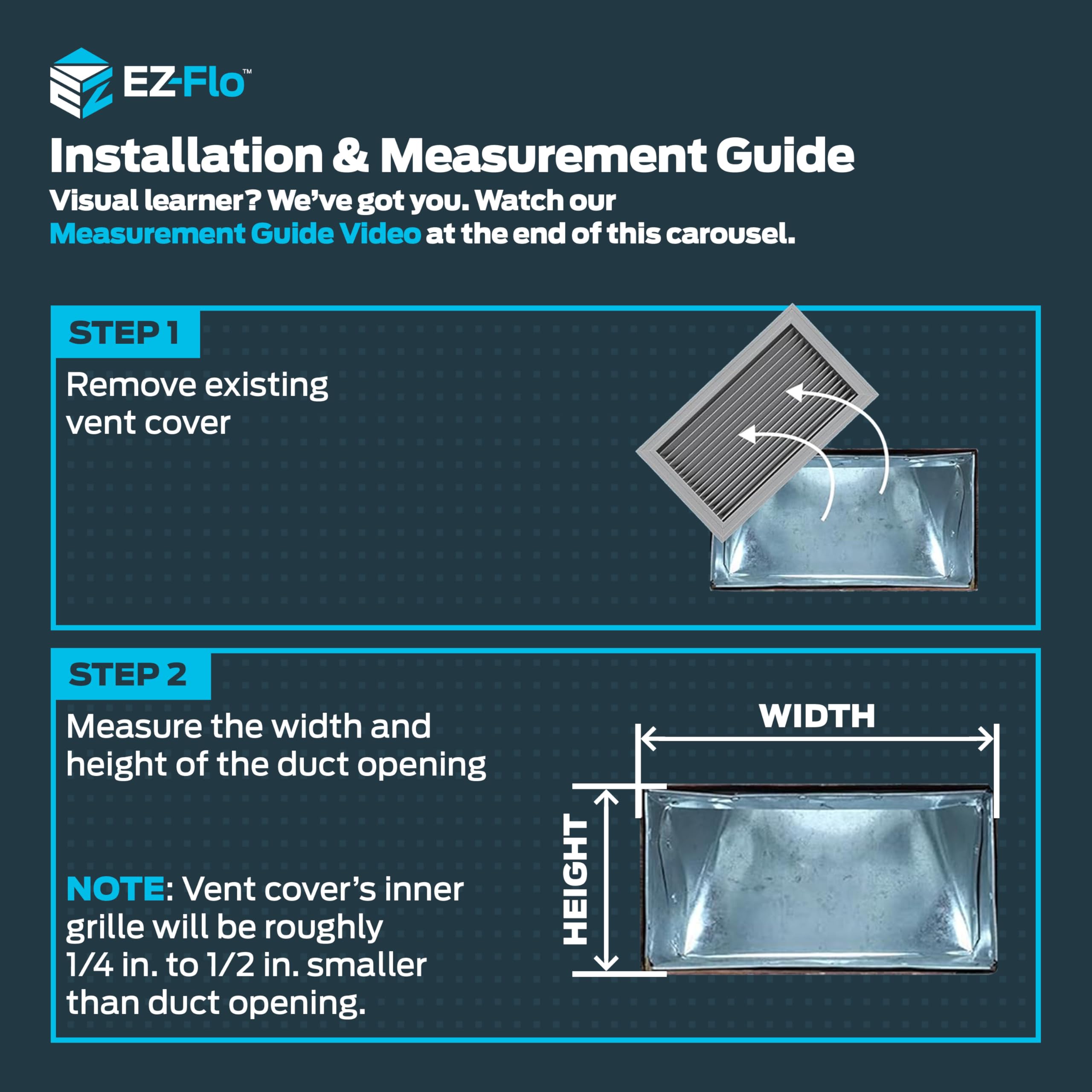 EZ-FLO 8 x 4 Inch Three-Way Ventilation Steel Sidewall/Ceiling Register, Steel Duct Opening, 61658