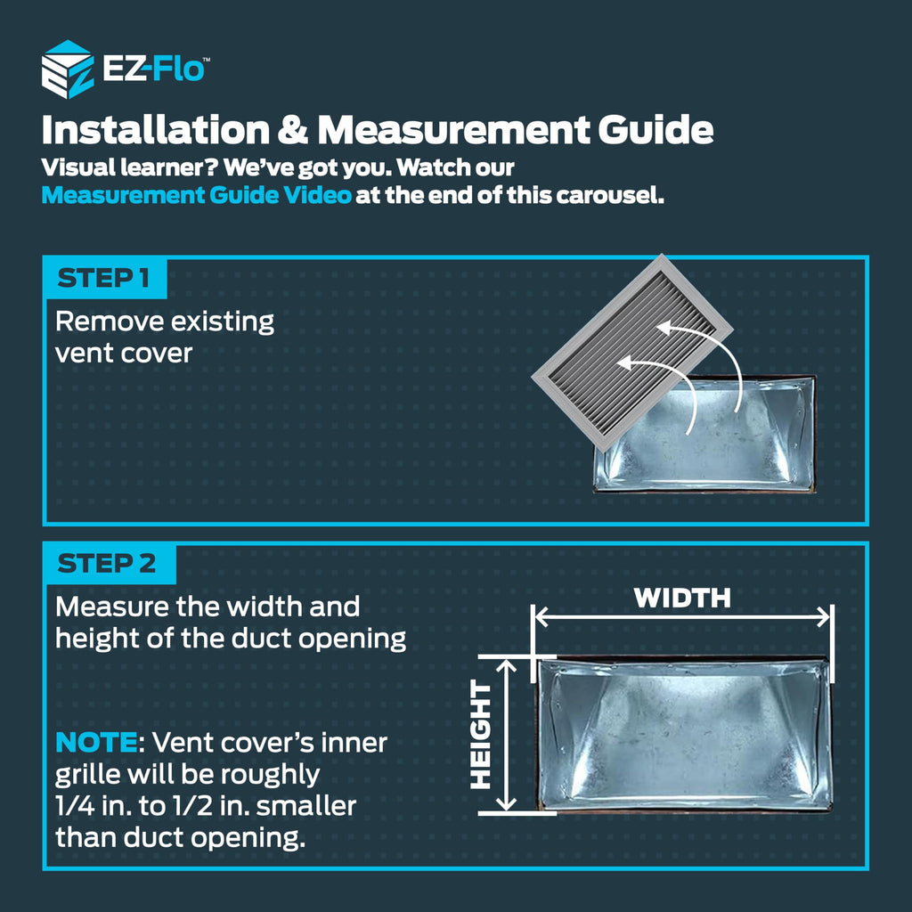 EZ-FLO 8 x 4 Inch Three-Way Ventilation Steel Sidewall/Ceiling Register, Steel Duct Opening, 61658