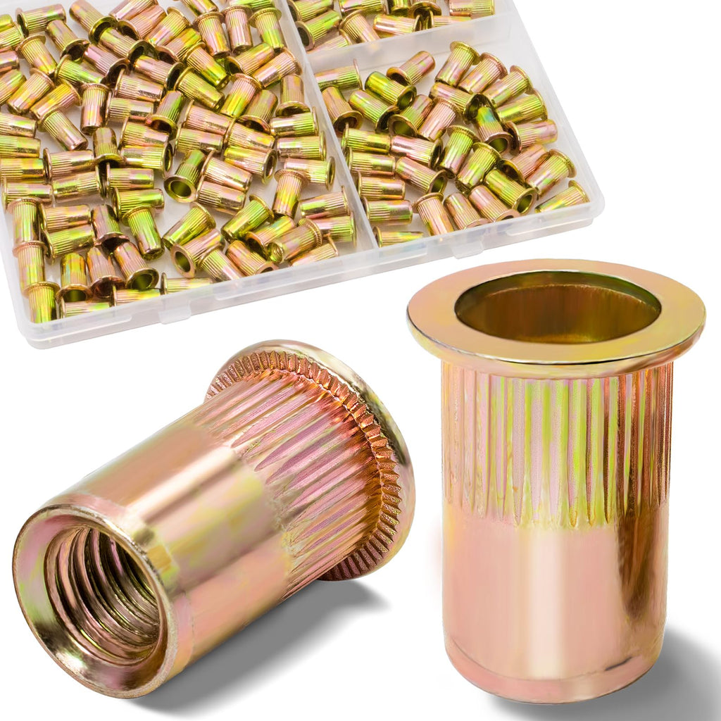 1/2''-13 UNC Rivet Nut, 10Pcs 304 Stainless Steel Flat Head Rivnut Threaded Insert Nutsert