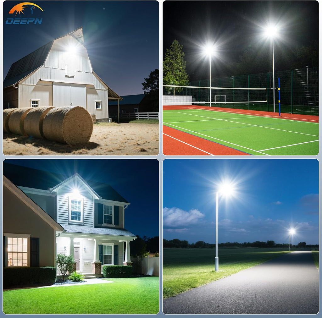 Deepn 9000W Solar Street Light, Bright LED Security Solar Flood Light with Motion Sensor & Dusk to Dawn, IP67 Waterproof Commercial Lights Outdoor for Outside, Parking Lot, Street, Yard (2)