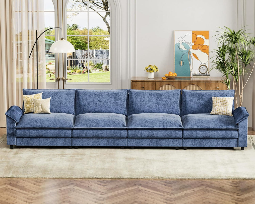 Homall 80" Modular Sectional Sofa, Loveseat Sofa Couch with Double-Layer Cushion, DIY Combination Chenille Deep 2-Seat Cloud Couch for Living Room, Apartment (Bright Grey, Loveseat Sofa)
