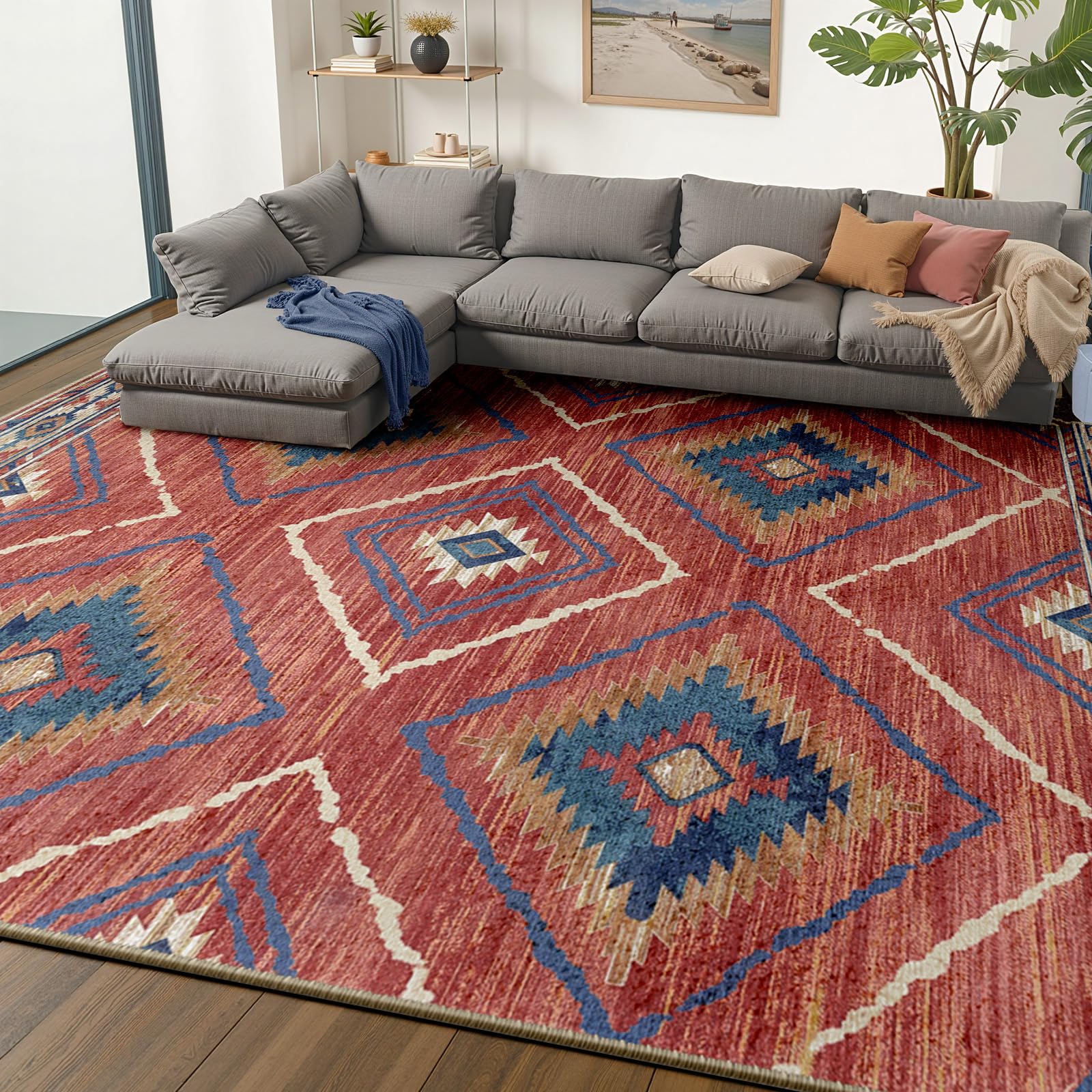 BESTSWEETIE Area Rug 2x3 Rug Machine Washable Non-Slip Low Pile Print Pattern Western Rug for Living Room Bedroom Entryway Tribal Series-Abstract/Cowhide