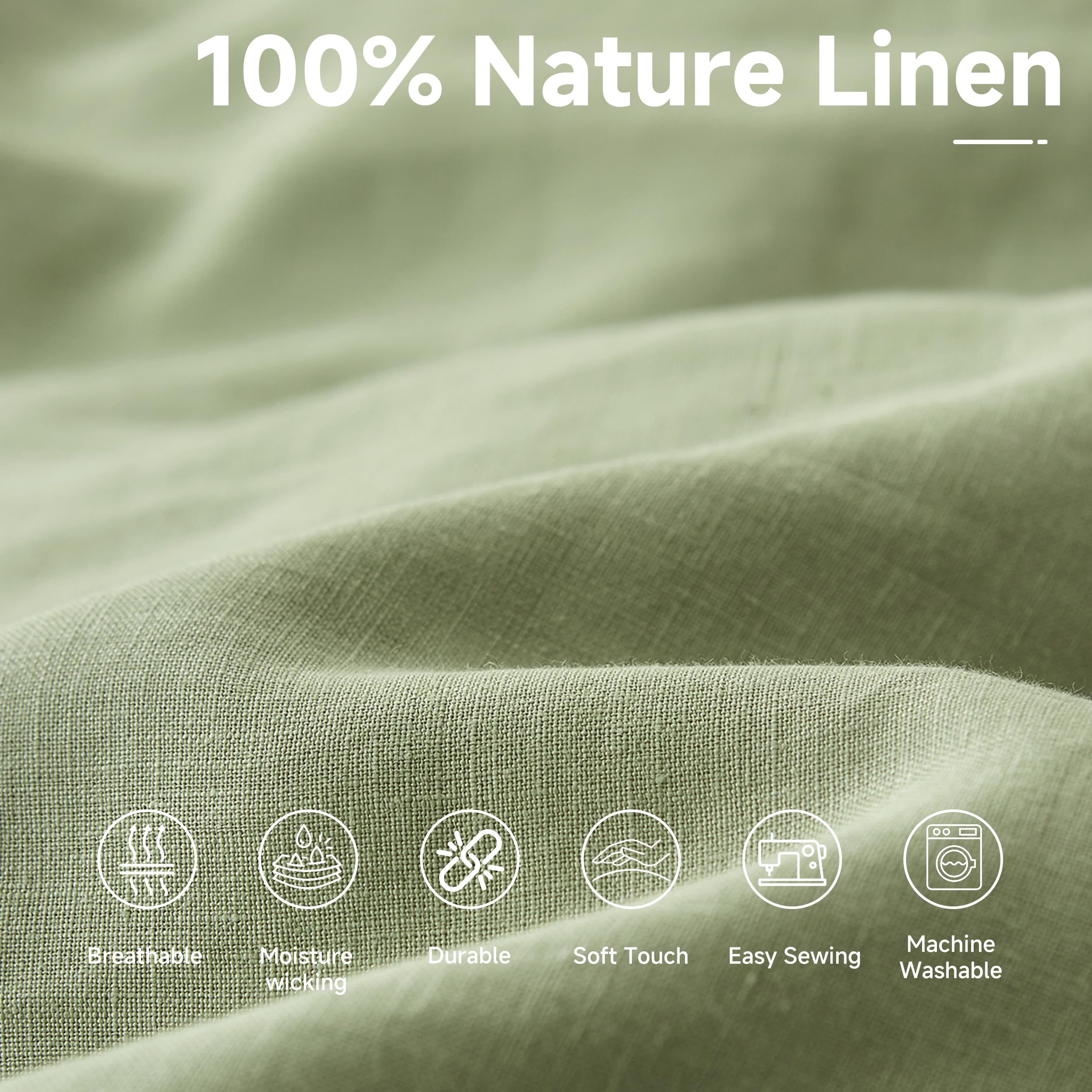 Simple&Opulence 100% Nature Pure Linen Fabric 78 Inch by The Yard, Plain Solid Color Linen Fabric for Sewing, Embroidery, Clothing, Needlework, Bag, Tablecloths, Garments Craft Accessories(Dusty Blue)