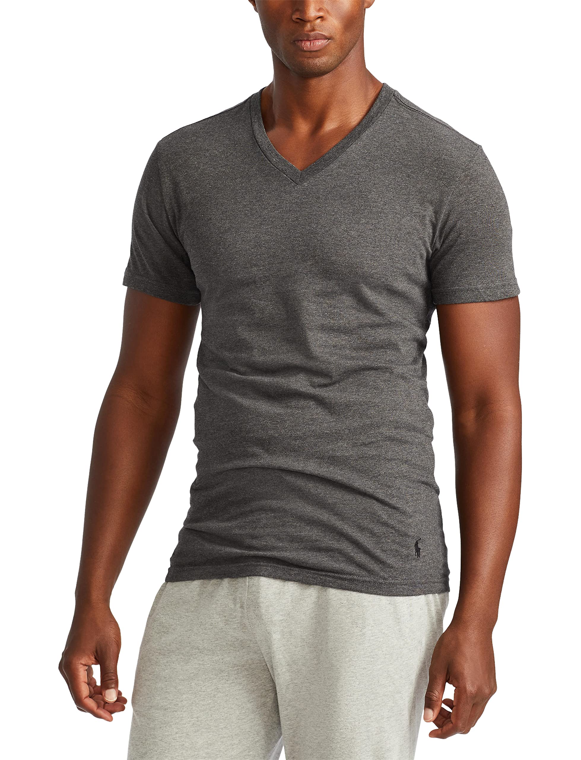 Polo Ralph Lauren Men's T-Shirt Pack, 3-Pack, Cotton Men's Clothing V-Neck Undershirt, Slim Fit Tees, Moisture-Wicking