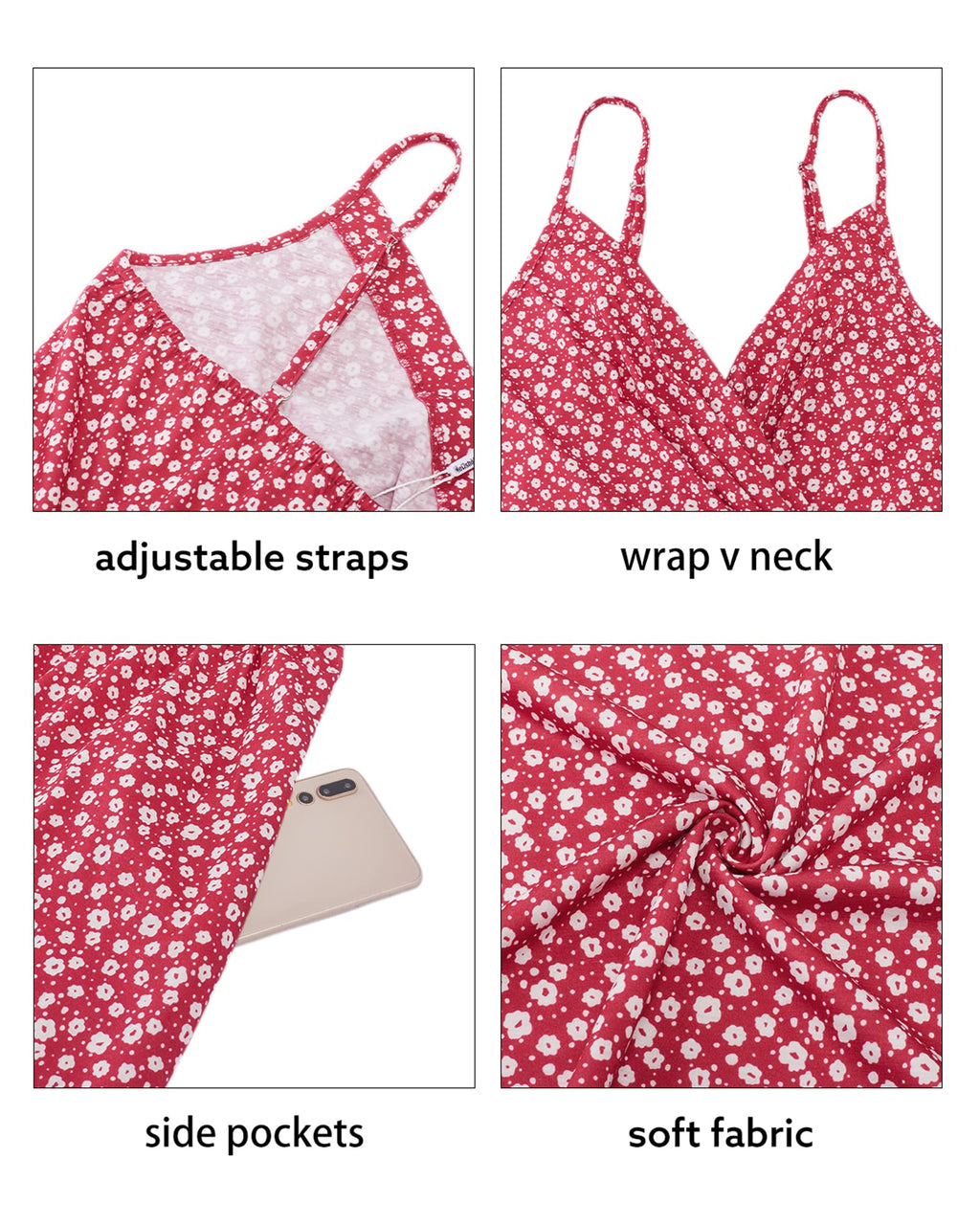 Newshows Women's Summer Dress 2025 Spaghetti Strap Sleeveless V Neck Casual Swing Sundress with Pockets