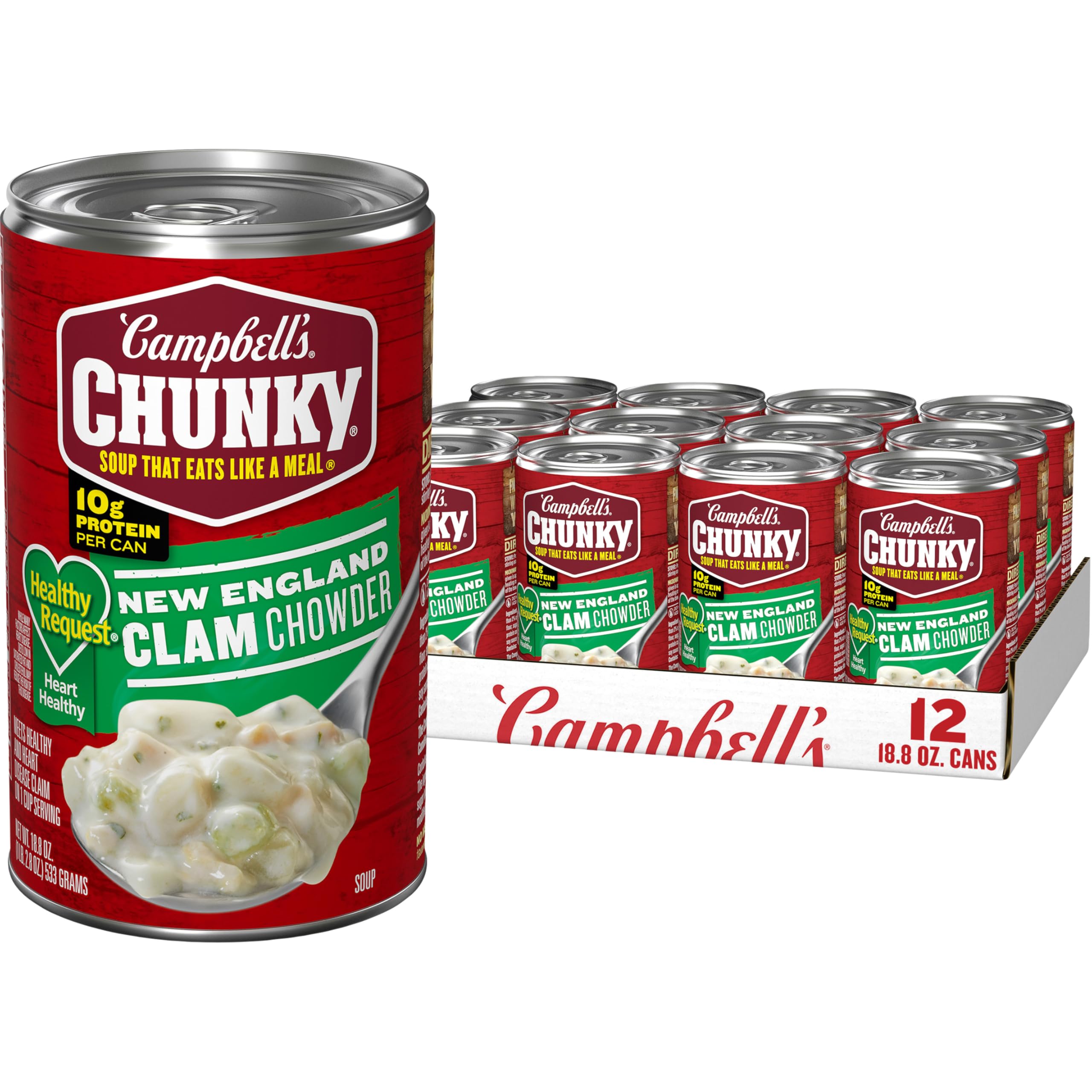 Campbell's Chunky Soup, Healthy Request New England Clam Chowder, 18.8 Ounce Can (Case Of 12)