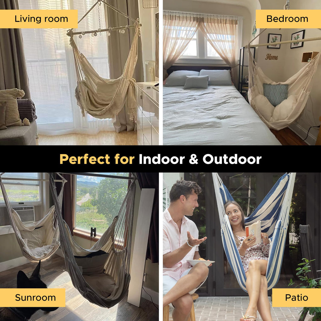 ADVOKAIR Hammock Chair Large 70.9"x47.2", 32% Bigger XXL Hanging Swing Chair with 500lbs Capacity, Heavy Duty Steel Spreader Bar, Extra Roomy Comfort for Adult Indoor Outdoor Bedroom Patio