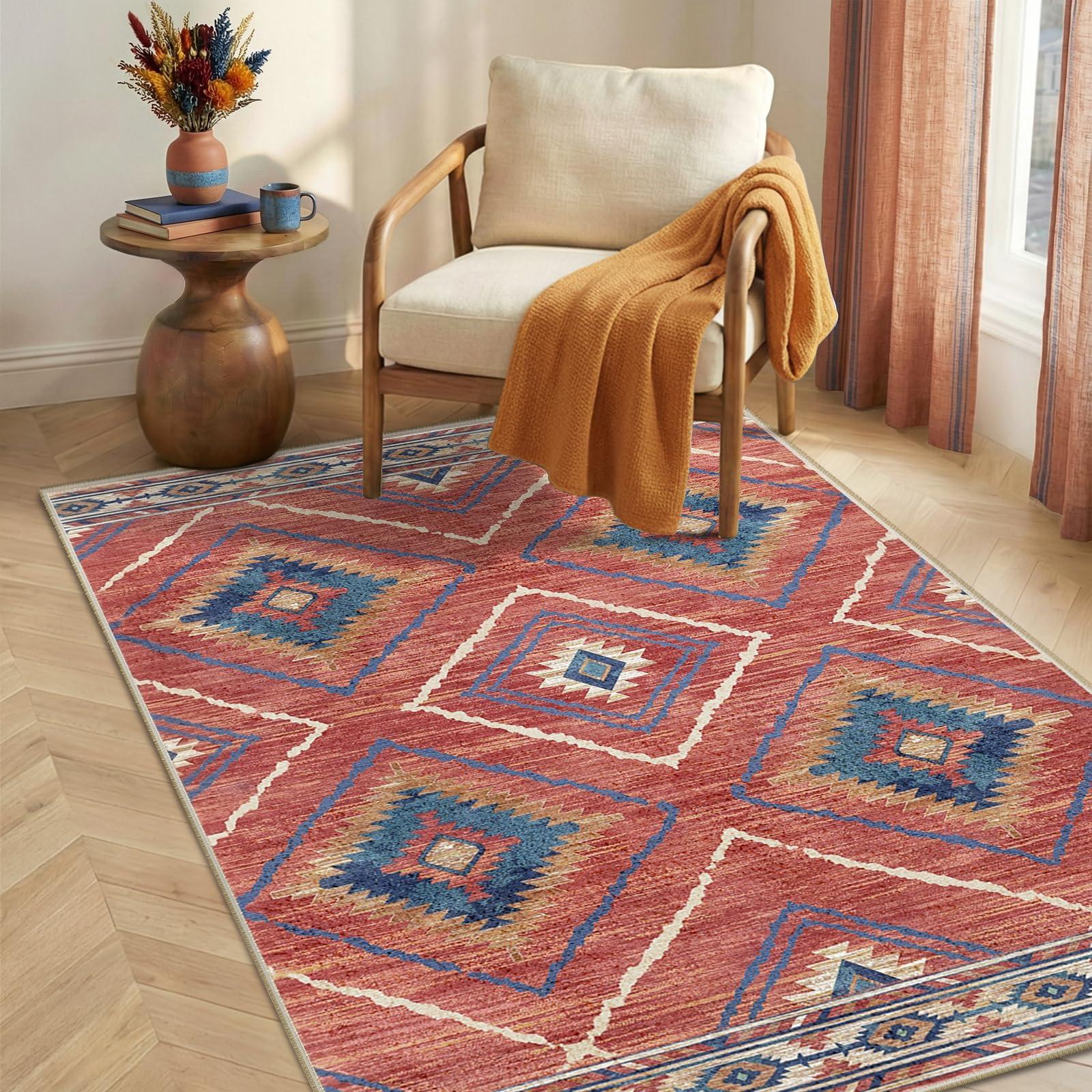 BESTSWEETIE Area Rug 2x3 Rug Machine Washable Non-Slip Low Pile Print Pattern Western Rug for Living Room Bedroom Entryway Tribal Series-Abstract/Cowhide
