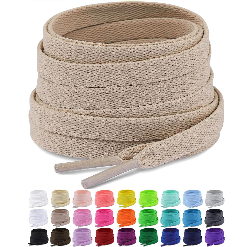Upgrade Tight Weave Flat Shoelaces 28 Colors 5/16" Wide Shoe Laces for Sneakers - 2Pairs