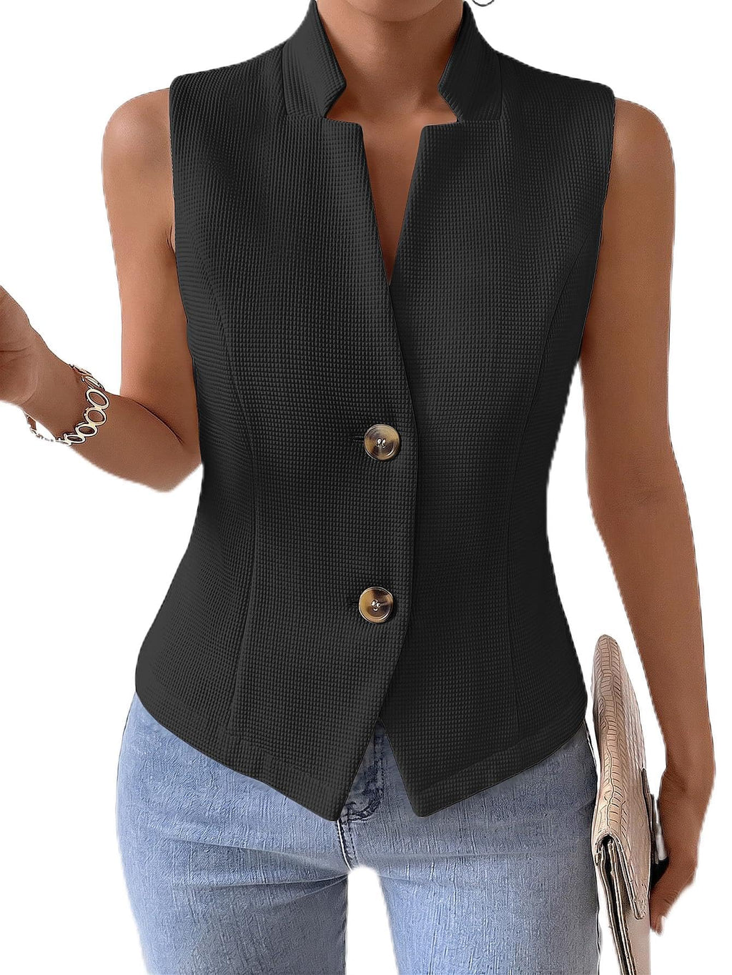Mina Self Women's 2026 Summer Lightweight Knit Vest Top - Breathable Stretchy Floral Trendy Casual Work Office Slim Waistcoat
