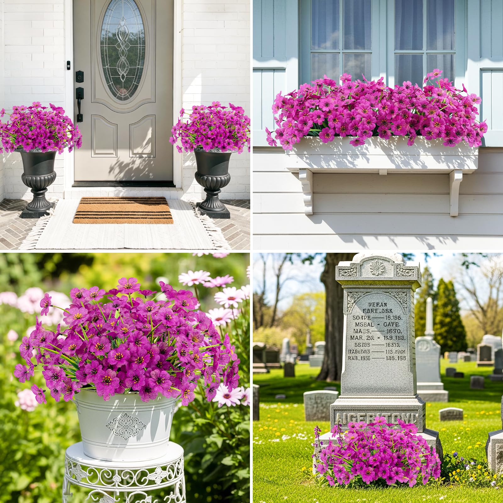 MACTING 12 Bundles Artificial Fall Lavender Flowers for Outdoors, UV Resistant Fake Outdoor Plants, Faux Autumn Greenery Shrubs for Planters Porch Patio Garden Yard Outside Thanksgiving Decorations