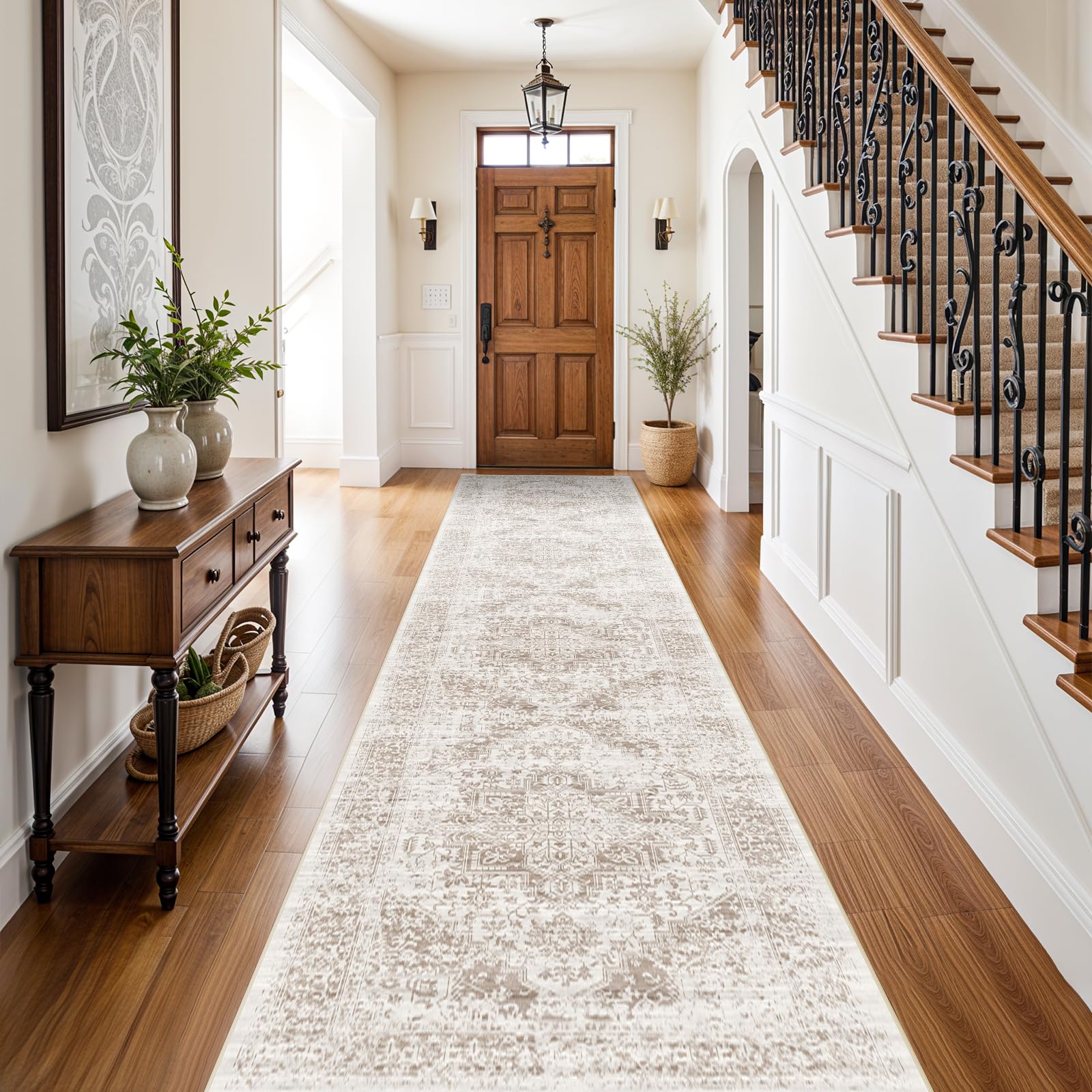 2x5 Washable Kitchen Runner Rug - Soft Low Pile Floral Animal Cat Print Rugs with Non-Slip Backing Waterproof Stain-Resistant Indoor Carpet for Hallway Entryway Bathroom Bedroom (Black)