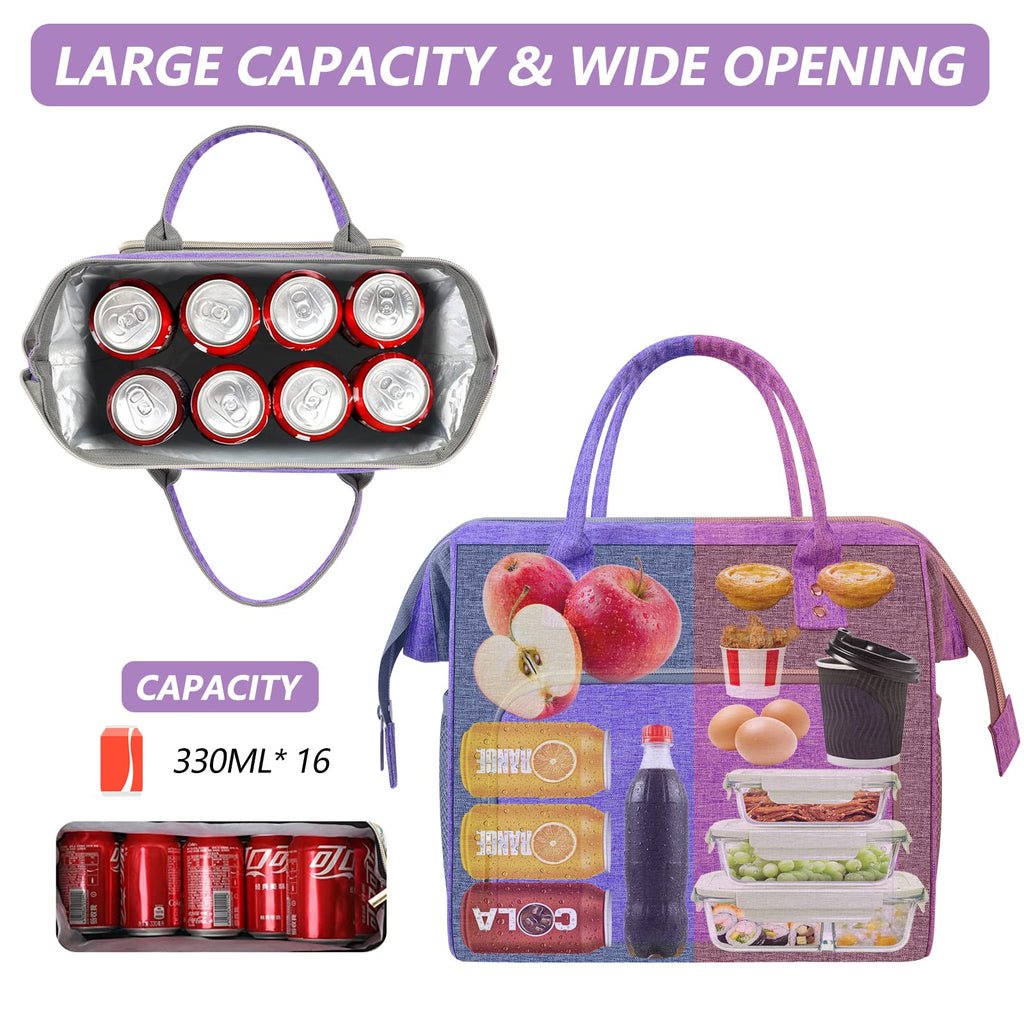 IDEATECH Insulated Lunch Box for Women & Men, Stylish Ladies Lunch Bag for Work, Leak Proof Portable Cooler Bag for Picnic, Black Lunch Tote Bags with Adjustable Shoulder Strap, Gifts for Mom (Black)