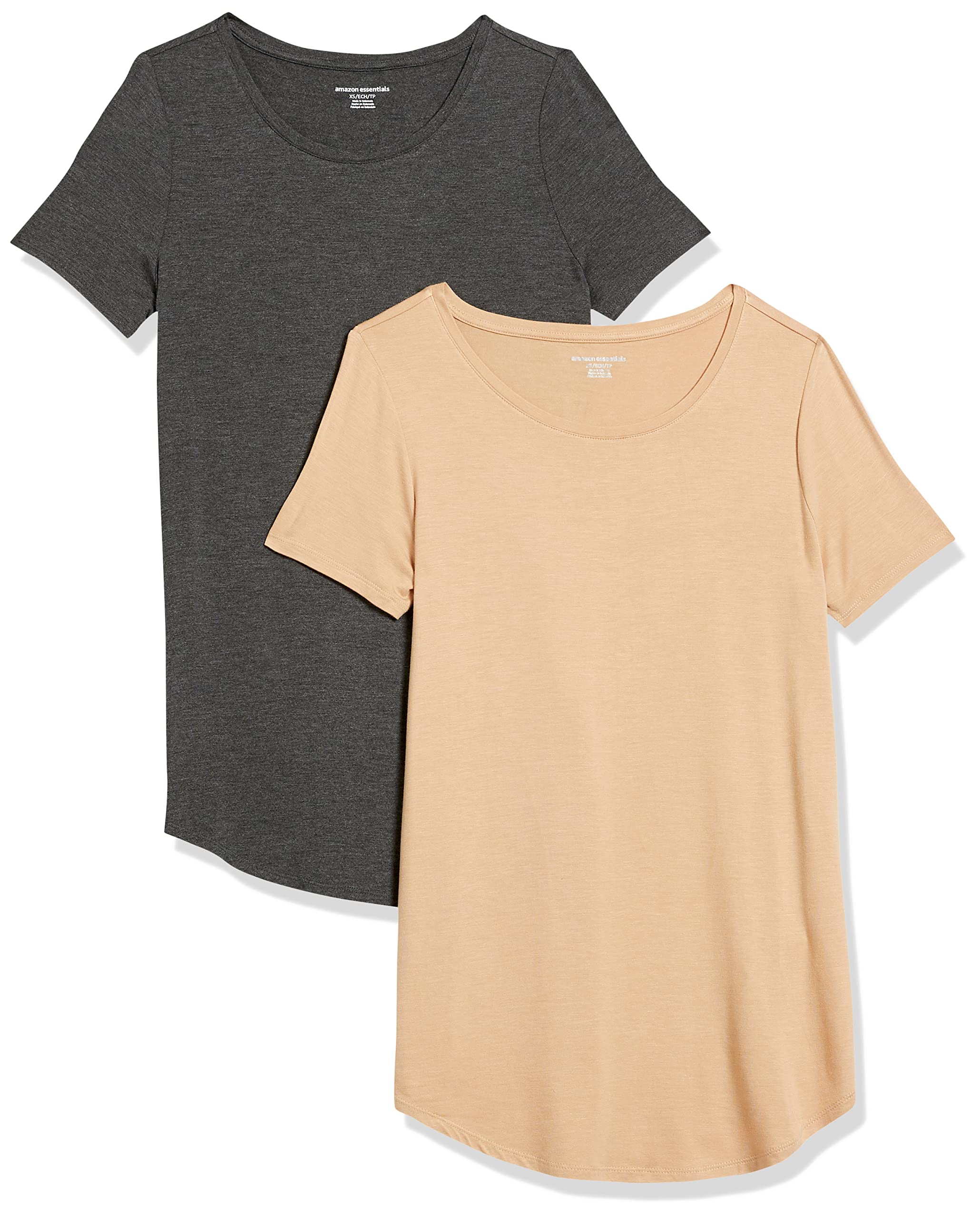 Amazon Essentials Women's Short-Sleeve Scoopneck Tunic Tops, Pack of 2