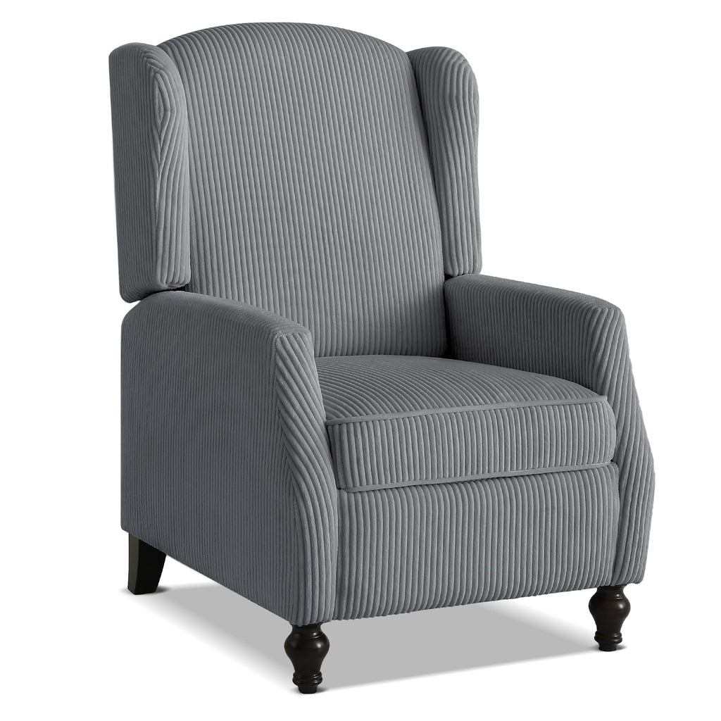 Wingback Chair with Massage and Heat, Tufted Fabric Pushback Recliner Chair, Wingback Recliner Chair with Remote Control, Padded Cushion, Wooden Legs, Small Recliners for Small Spaces