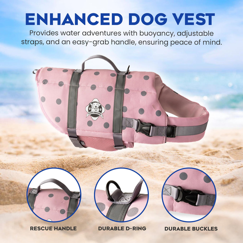 Dog Life Jacket — Premium Swim Vest with SafeChin Anti-Choke Collar | PAWS Aboard Blue & Yellow | RapidLift Rescue Handle, D-Ring, Reflective Trim | Boating, Kayaking, Pool | XX-Small (Under 6 lbs)