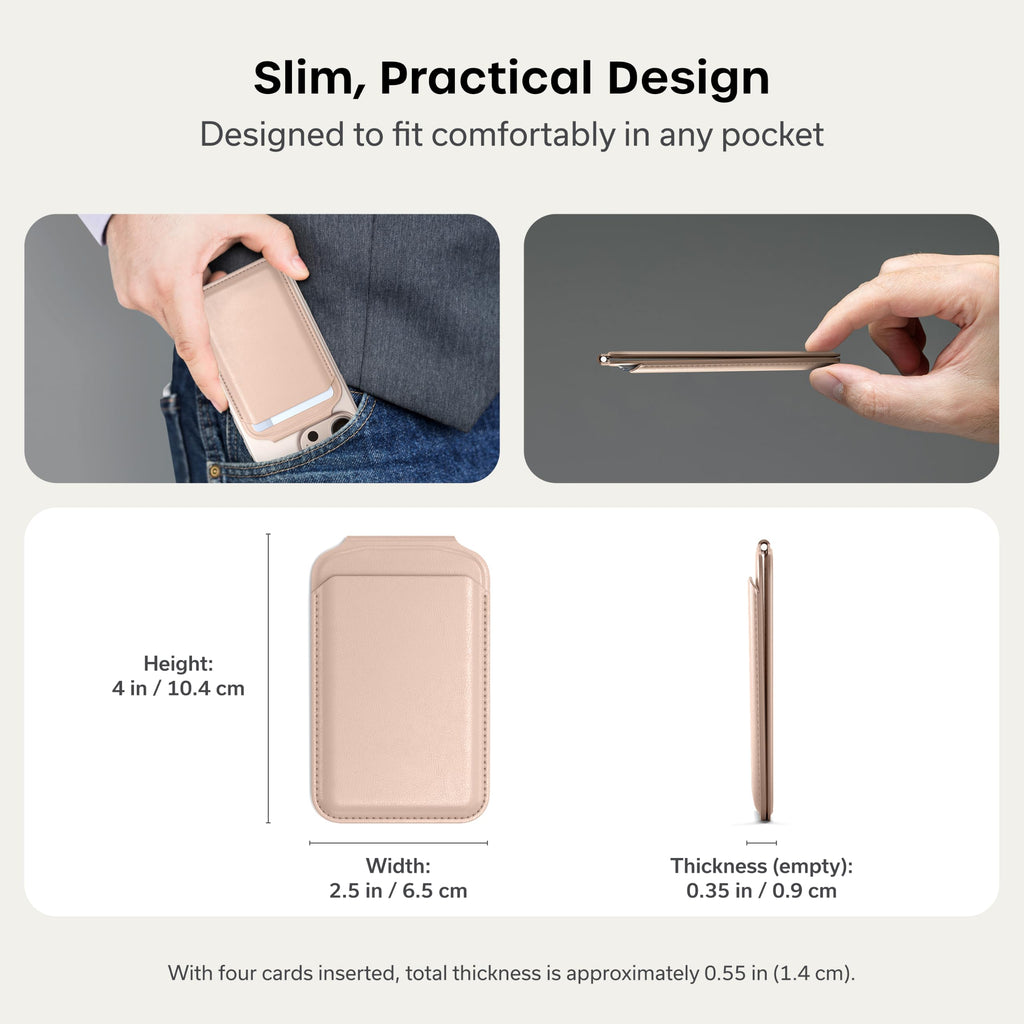 Satechi Magnetic Magsafe Wallet, Double Flap Stand Card Holder, 4 Slots with Front NFC Pass-Through, Adjustable Phone Attachment for iPhone 17/16/15/14/13/12, Travel Accessory