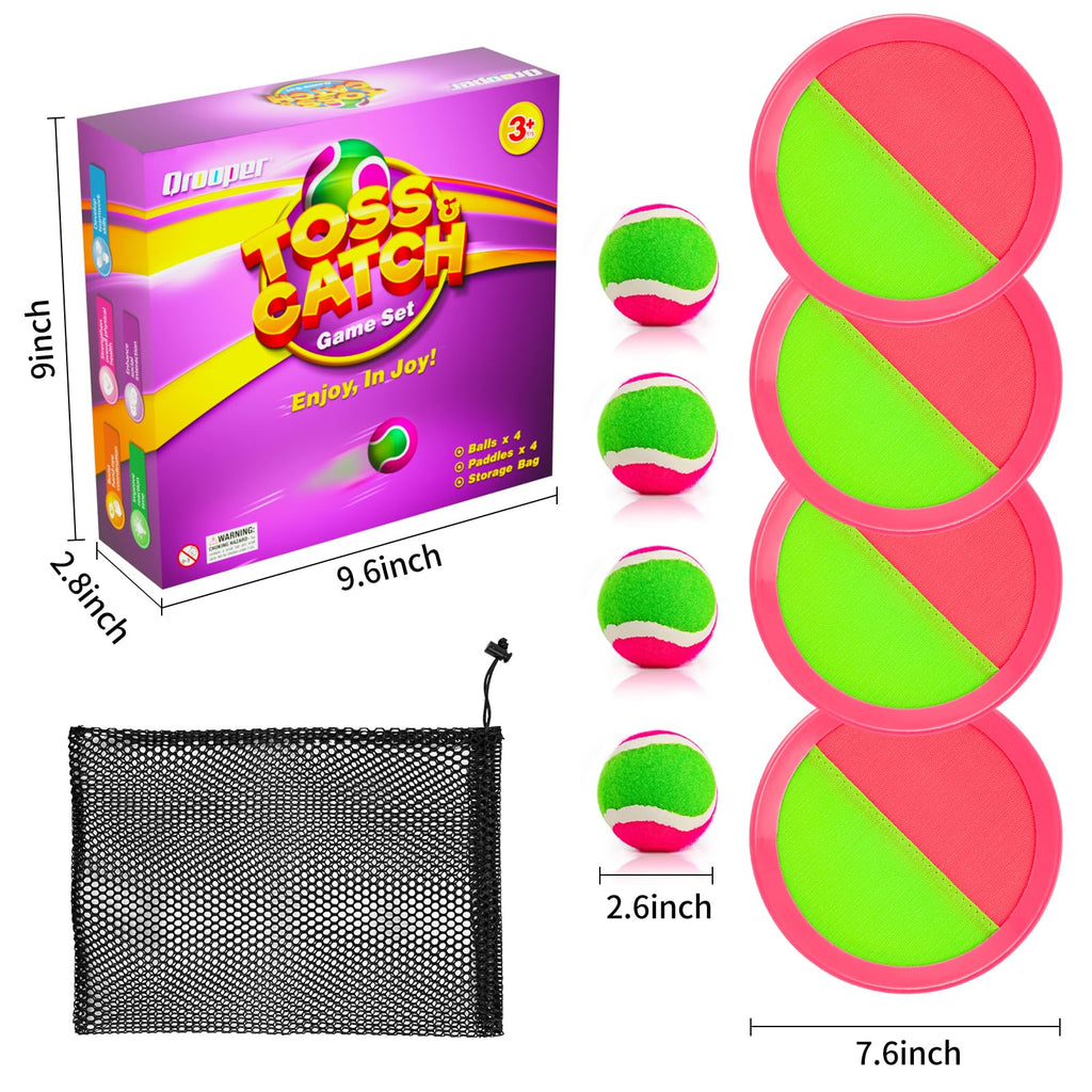 Toss and Catch Ball Game Set - Outdoor & Indoor Sports Toys for Kids - Outside Games for Yard, Lawn, Camping, Beach, Pool - Classic Sticky Paddle Ball Toy for 3 4 5 6 7 8-12 Year Old Boys Girls Gifts
