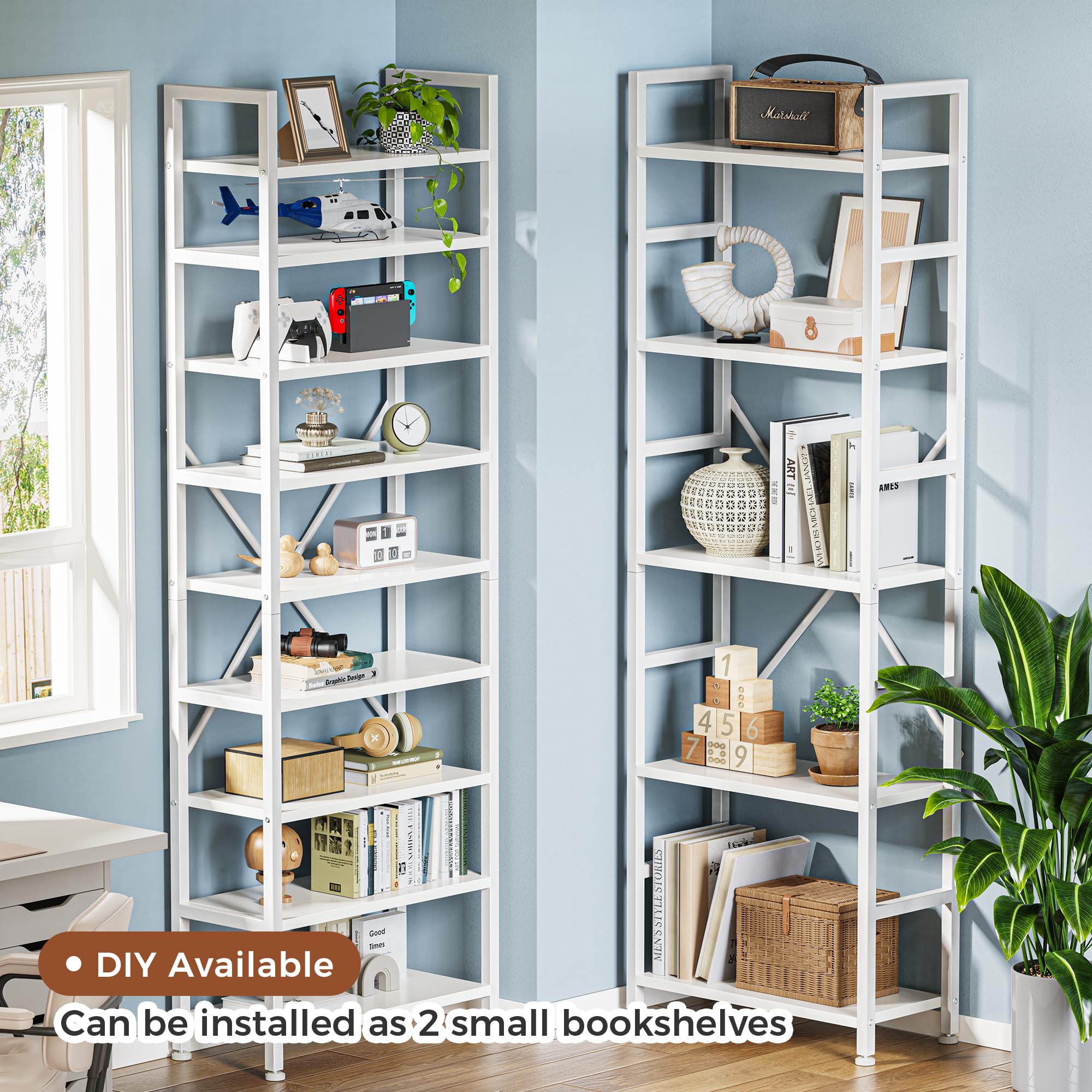 SUPERJARE Triple Bookshelf, Bookcase with 11 Open Display Shelves, Wide Book Shelf Book Case for Home & Office, 4 Tier, Black