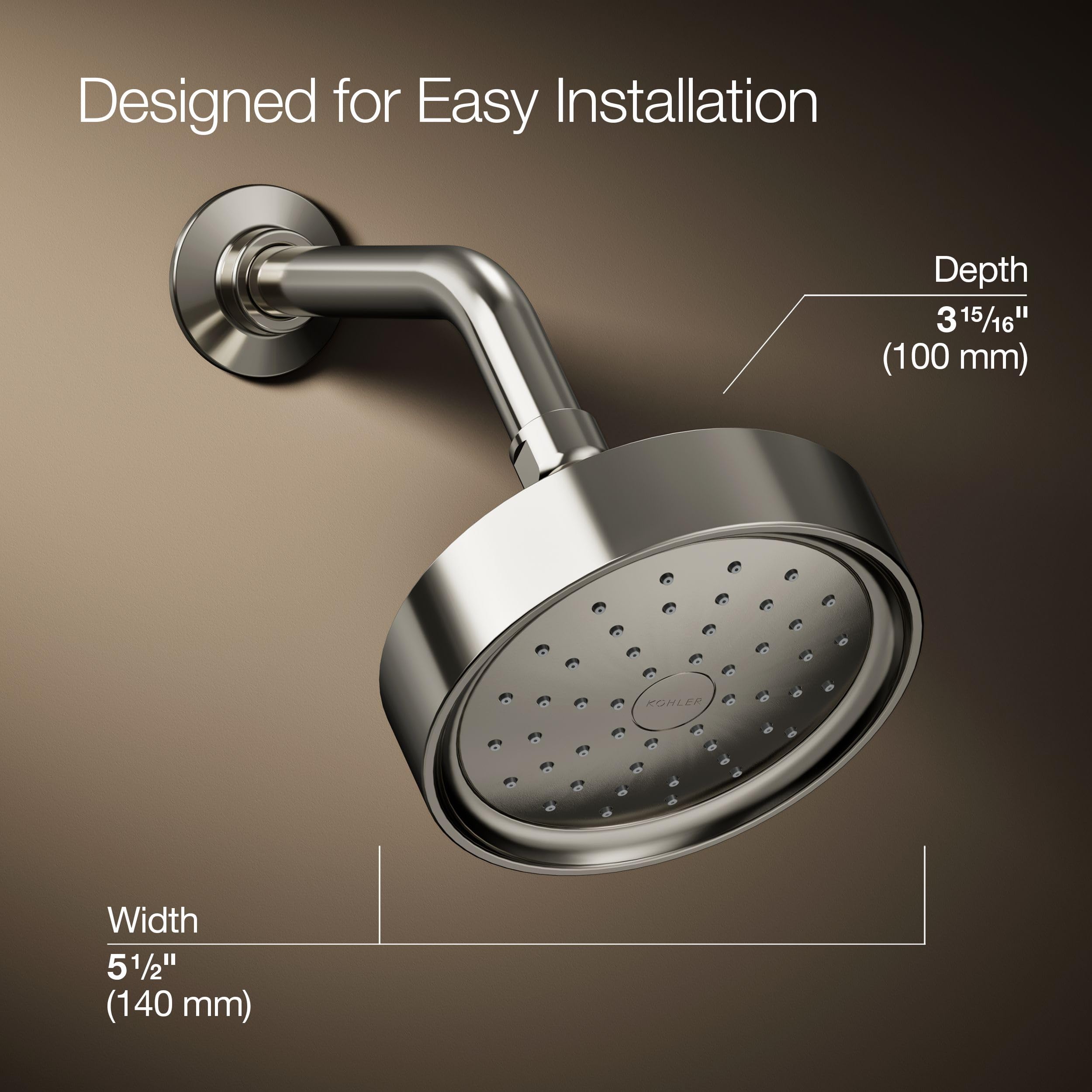 Kohler 965-AK-CP Purist® Single-function showerhead, 2.5 gpm, Polished Chrome
