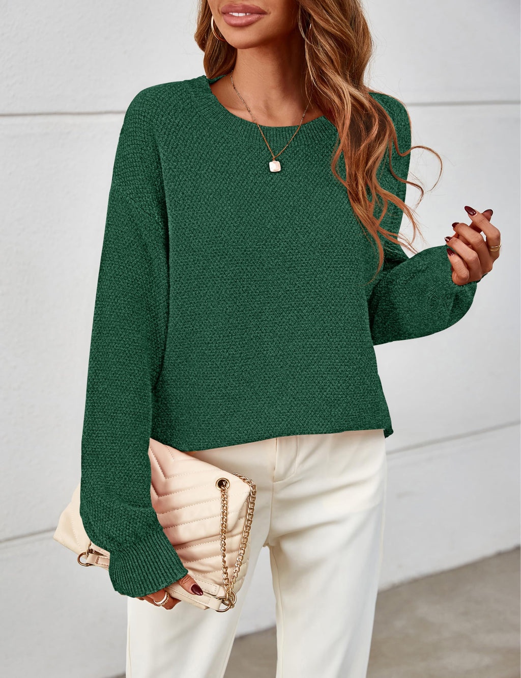 MEROKEETY Sweaters for Women Fall Winter 2026 Oversized Pullover Spring Crew Neck Long Sleeve Heathered Knit Tops