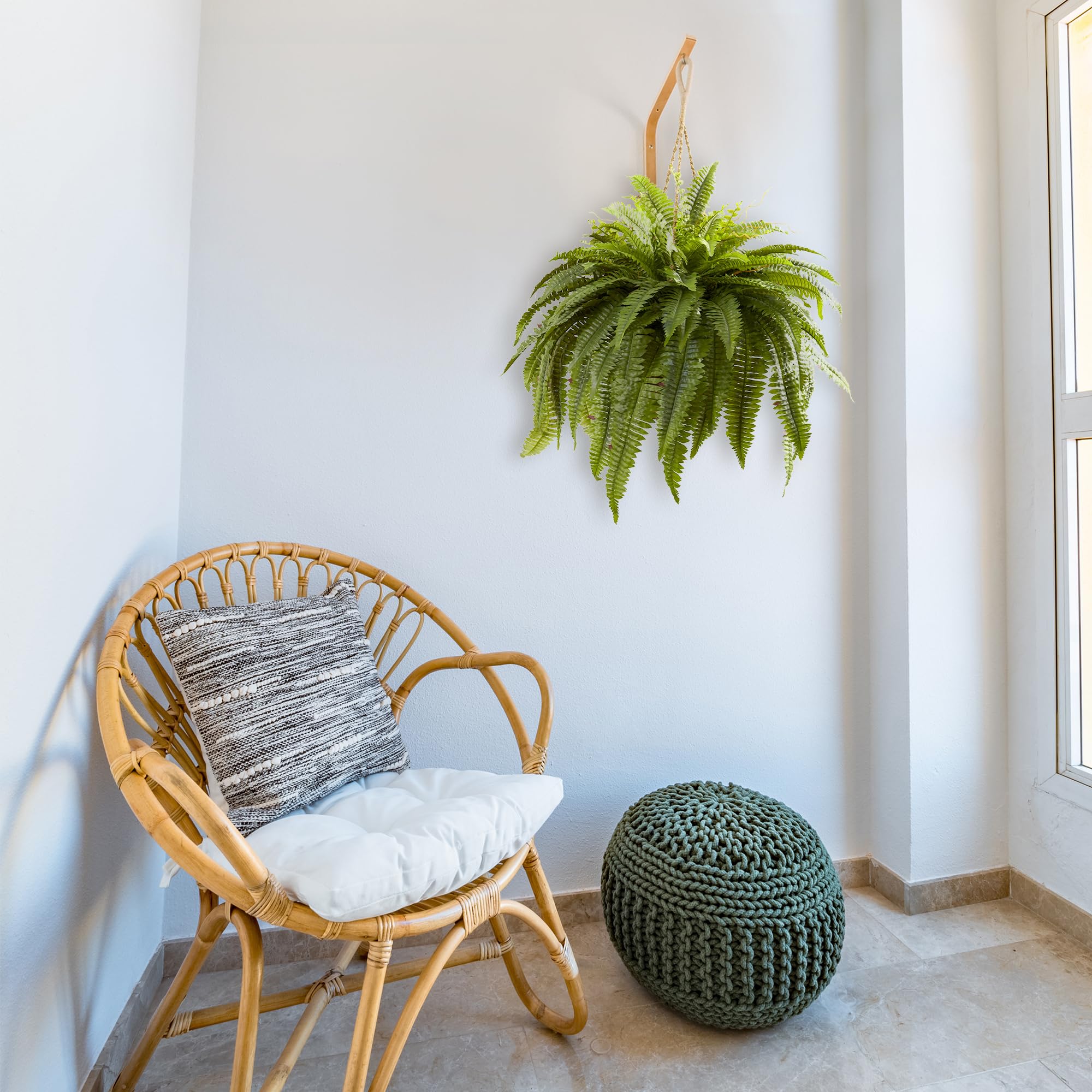 Nearly Natural 6599 18in. Boston Fern Artificial Plant in Hanging Basket, Green,29" x 29" x 18"