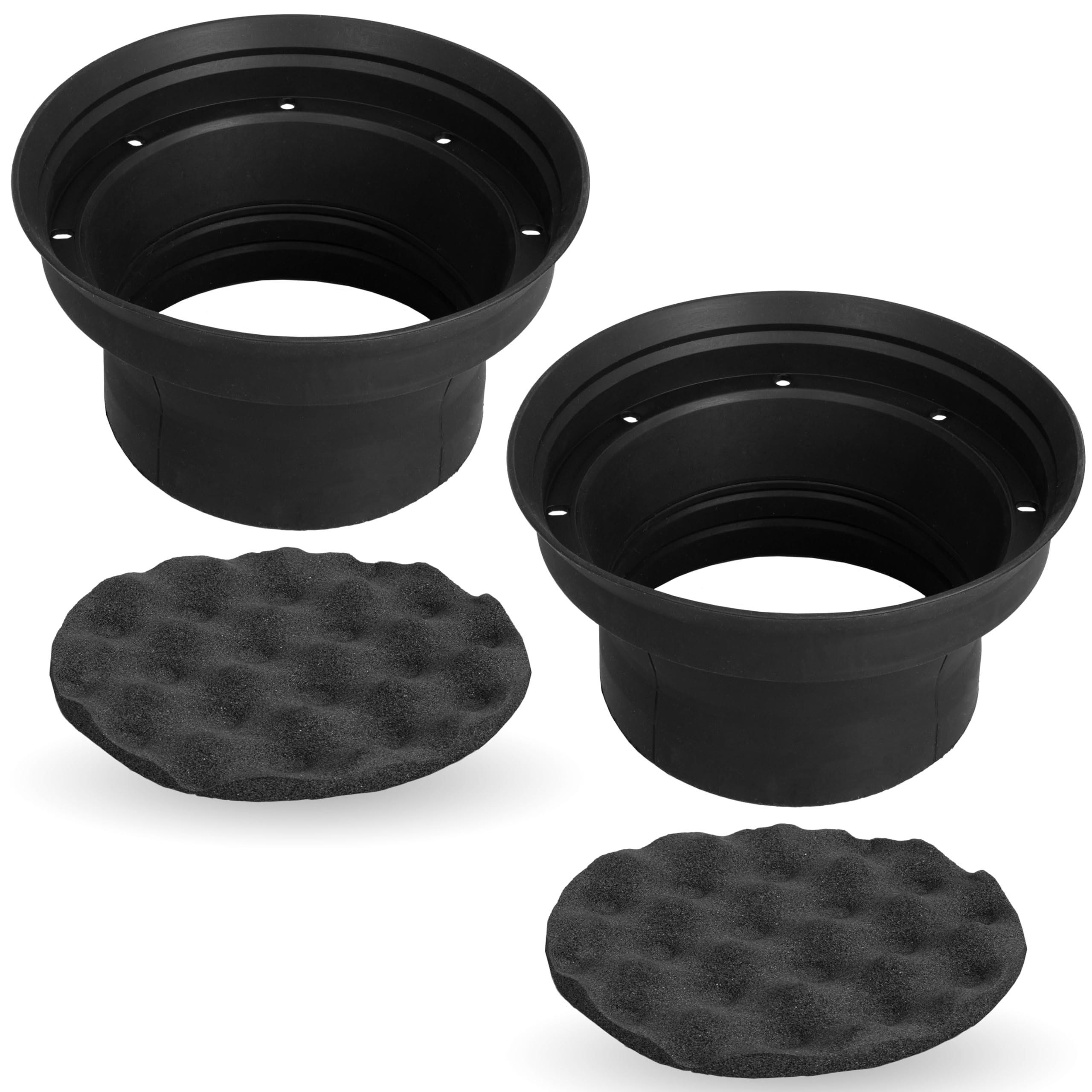 NVX XBAF525 2 Piece Universal 5.25” Silicone Rubber Speaker Baffles with Self Adhesive Foam Base Pad