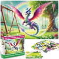 100 Piece Puzzles Rainbow Dinosaur Puzzle for Kids Ages 4-8 8-10, 100 Piece Jigsaw Puzzle for Children Learning Educational Puzzles Toys Birthday Gifts for Girls Boys, Dinosaur