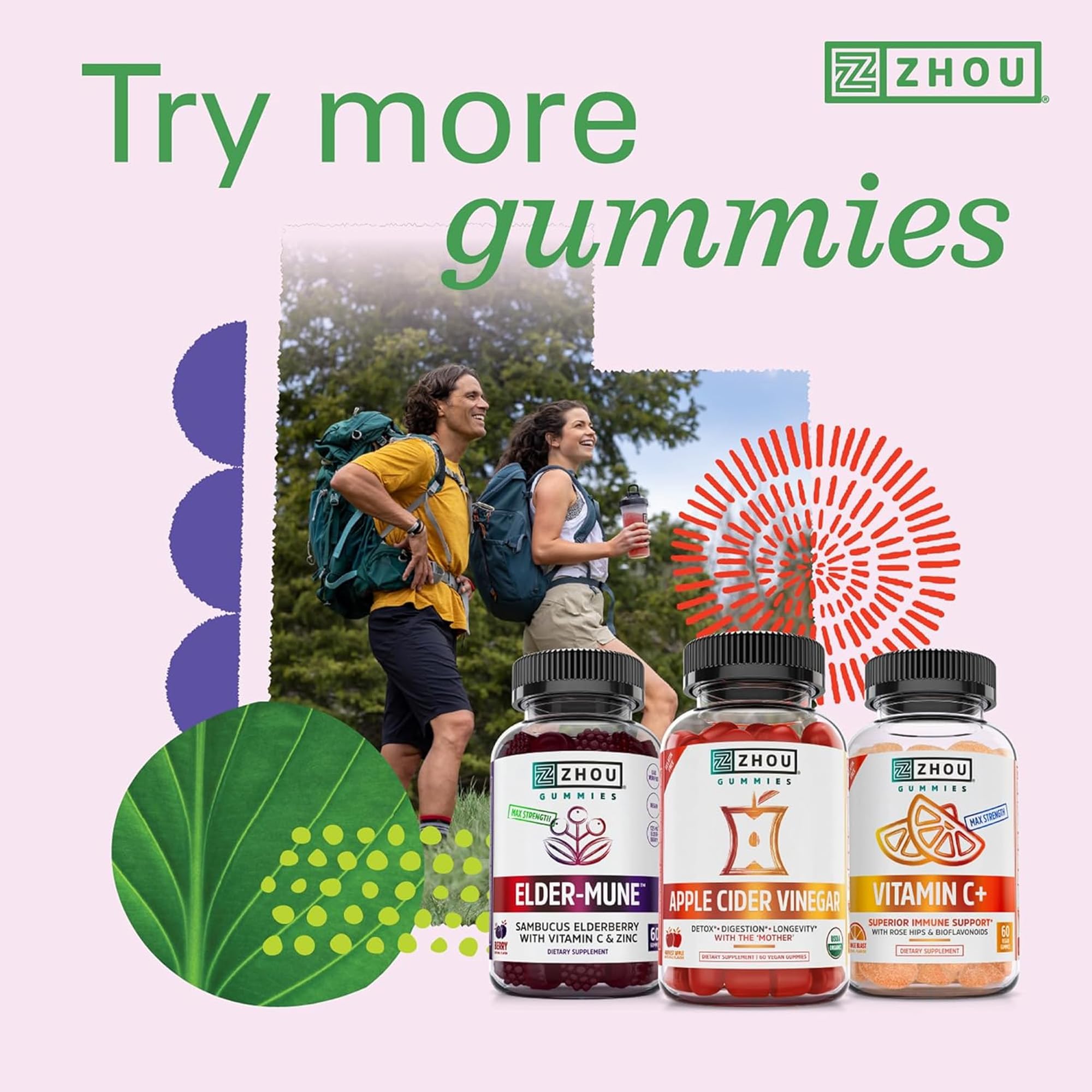 Zhou D3+K2 - Vitamin D3 K2 Supplement for Women & Men, Immune Support Vit D3 and K2 Supplements, Pure Vegetarian Formula with 5000 IU of D3 and MK-7 - 60 Veggie Capsules (Pack of 1)