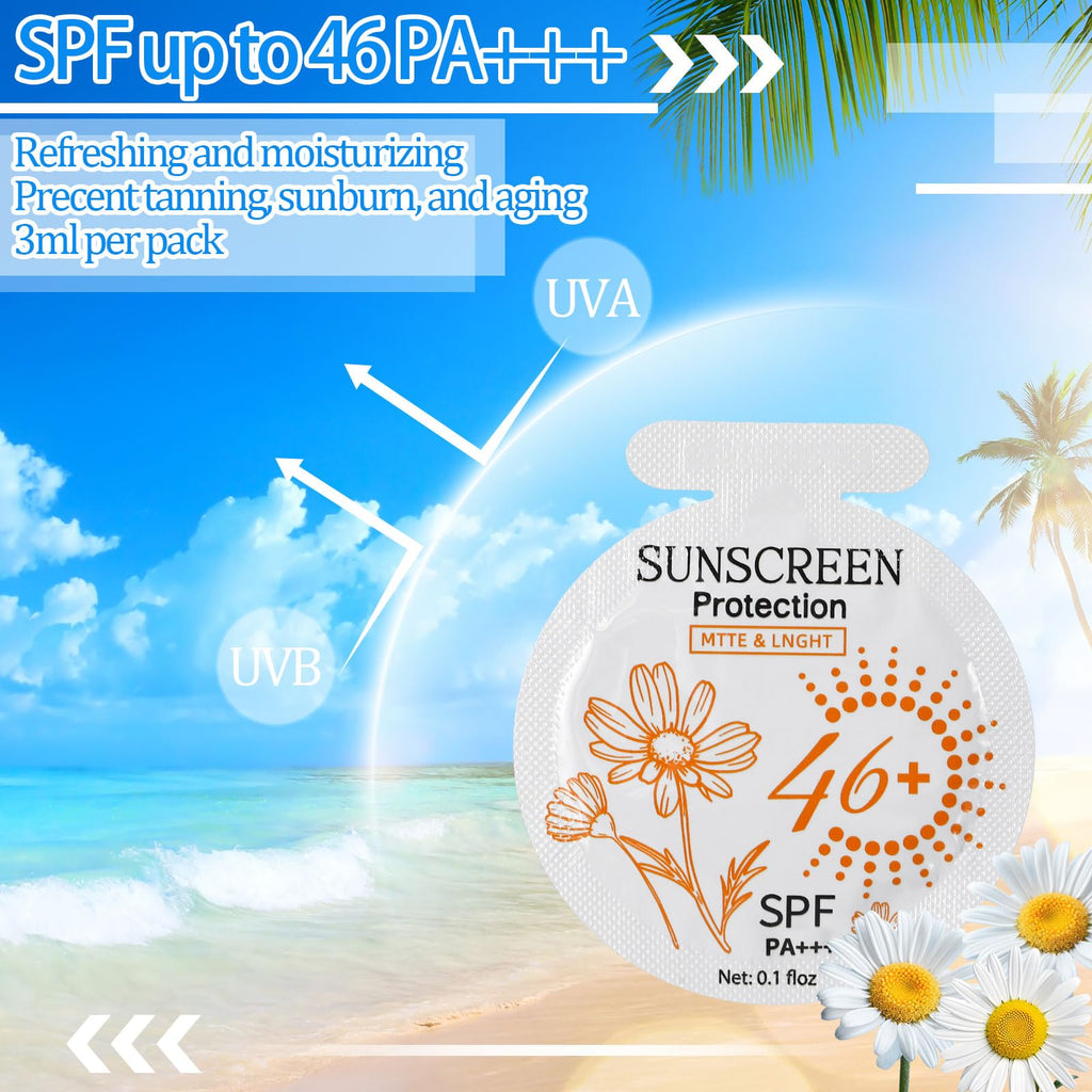 30 Pcs Sunscreen Bulk Mini Travel Size Sunscreen Packets SPF 46+ Summer Party Gifts for Women Girl