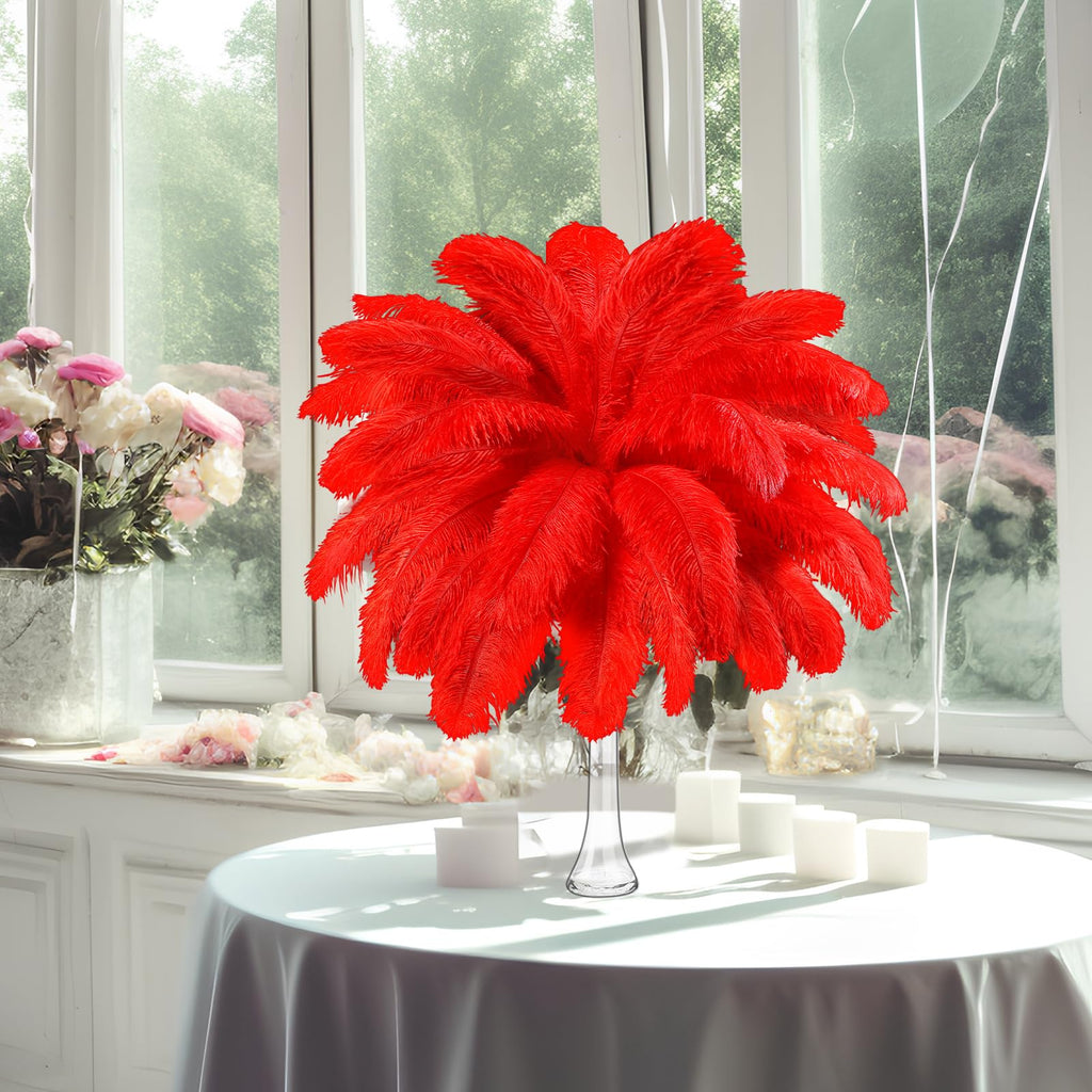 Retrowavy 50 Pcs 14-16 Inches Large Natural Ostrich Feathers Bulk for Centerpieces for Wedding Party Centerpieces Home Decoration Flower Arrangement (Black)