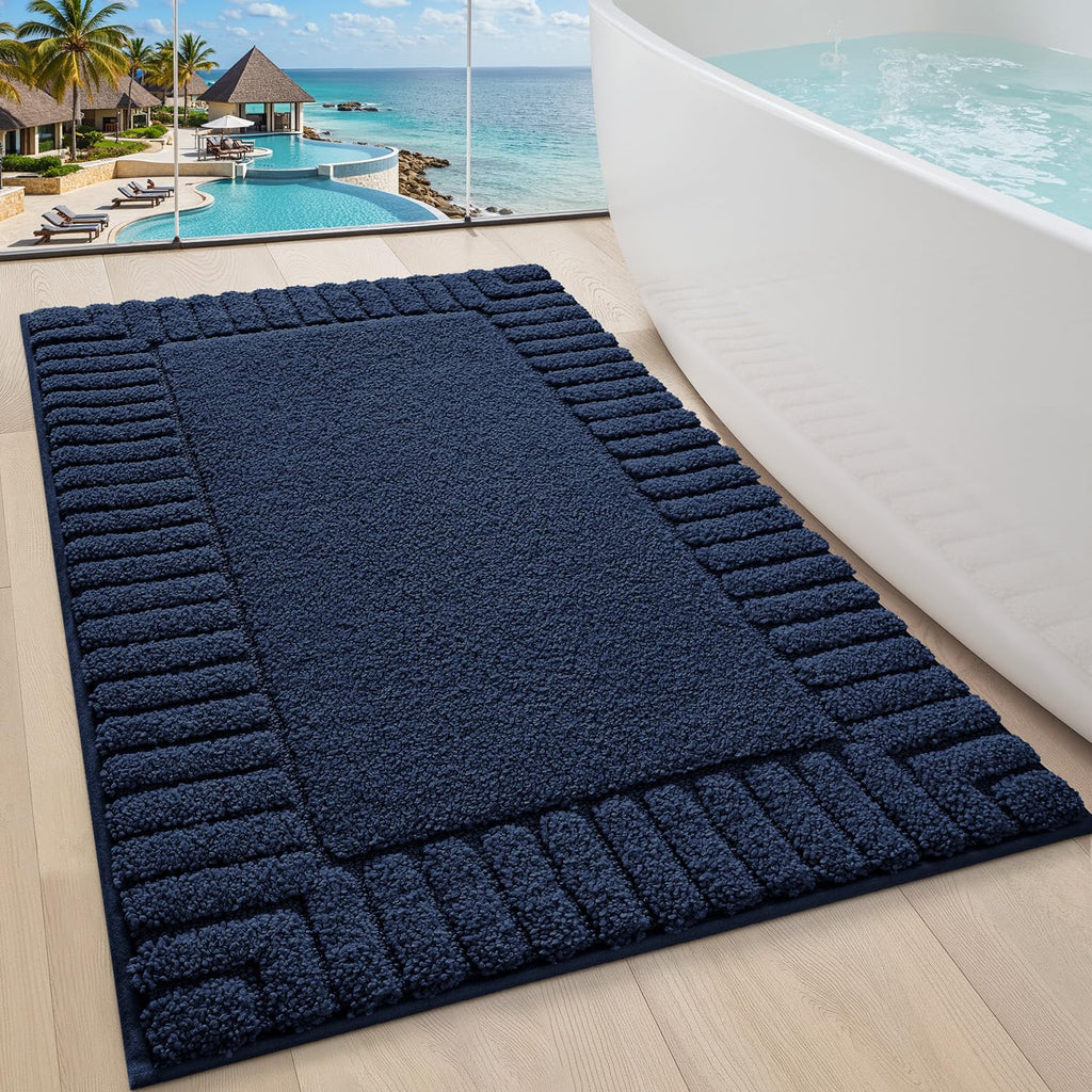 LUMI Bathroom Rugs Non Slip with Rubber Backing, Extra Soft Plush Microfiber Bath Rug Absorbent, Machine Washable Bath Mat Quick Dry for Tub, Shower, Hotel, Beige, 16"x24"