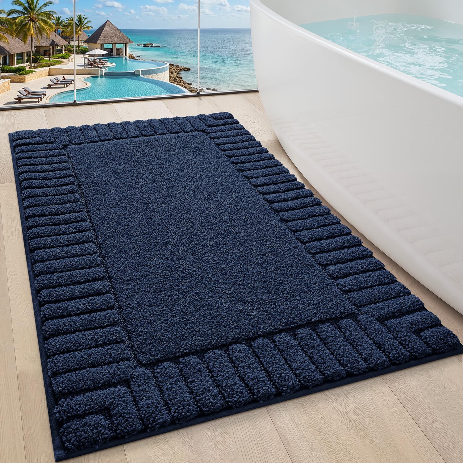 LUMI Bathroom Rugs Non Slip with Rubber Backing, Extra Soft Plush Microfiber Bath Rug Absorbent, Machine Washable Bath Mat Quick Dry for Tub, Shower, Hotel, Beige, 16"x24"