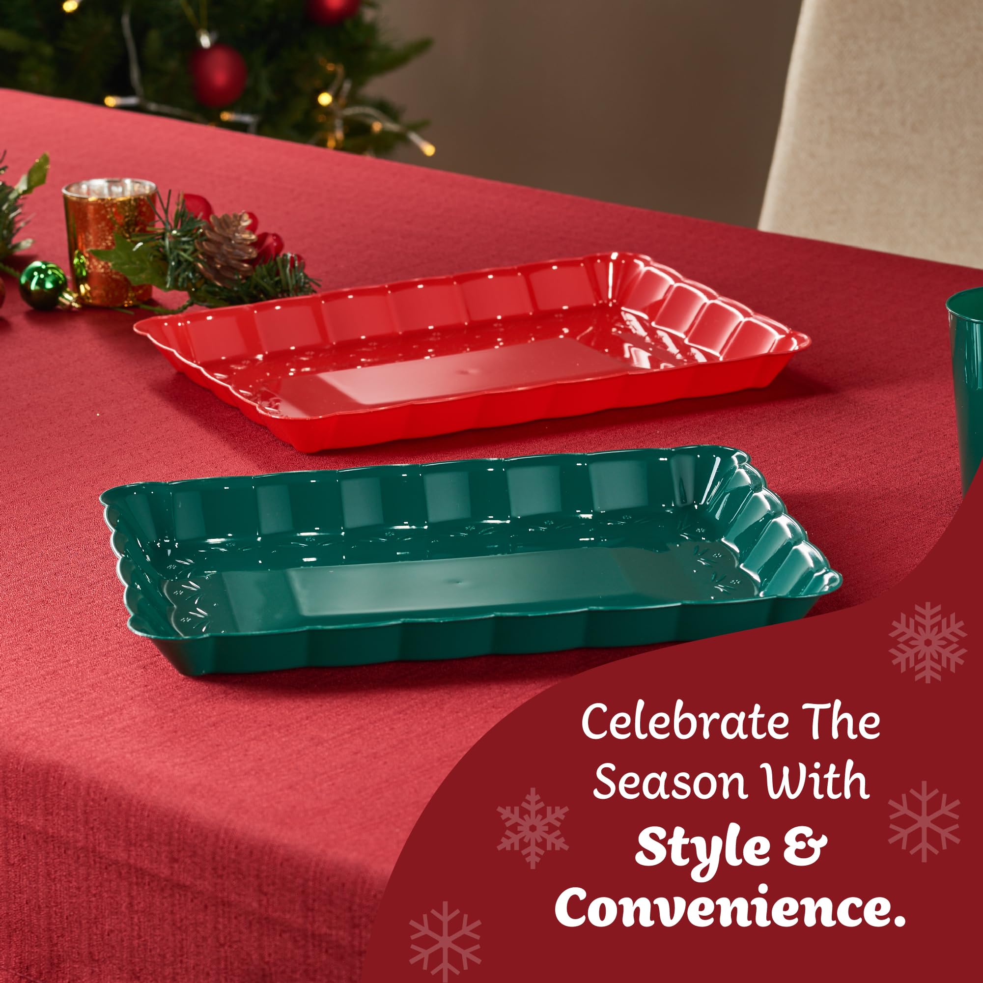 Plasticpro Plastic Serving Trays - Serving Platters Rectangle 9X13 Disposable Party Dish 4 Black Trays