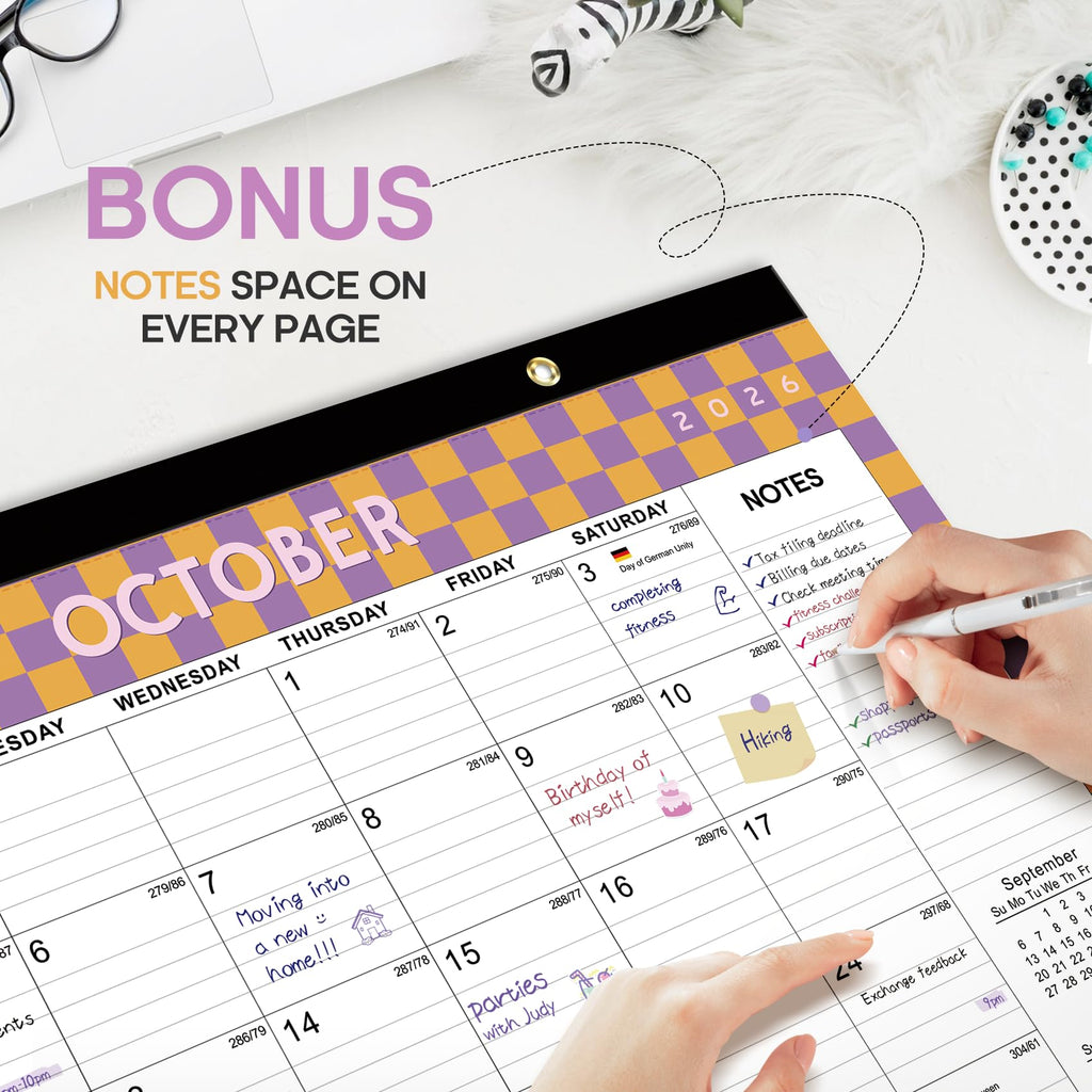 Desk Calendar 2026-2027, 21-Month Calendar Runs Until June 2027, Large 17" x 12" Monthly Desktop & Wall Calendar for Home & Office - Floral