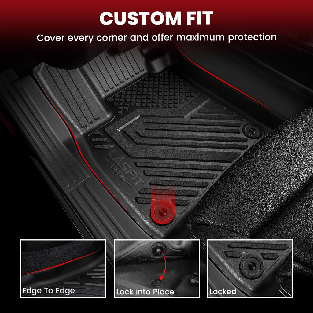 LASFIT Cargo Mat & Backrest Mats for Nissan Armada/Infiniti QX80 2019-2024, All Weather TPE Custom Fit Easy Clean Durable No-Curling Trunk Mat for Armada & QX80, Black