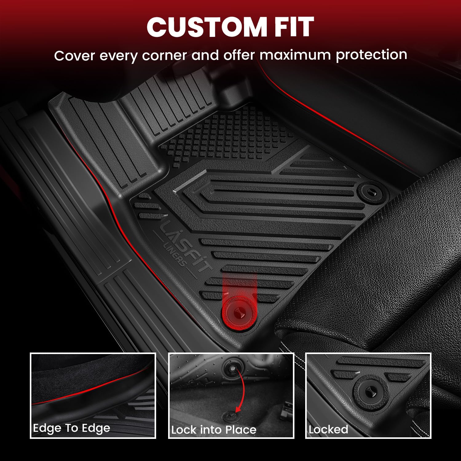 LASFIT Cargo Mat & Backrest Mats for Nissan Armada/Infiniti QX80 2019-2024, All Weather TPE Custom Fit Easy Clean Durable No-Curling Trunk Mat for Armada & QX80, Black