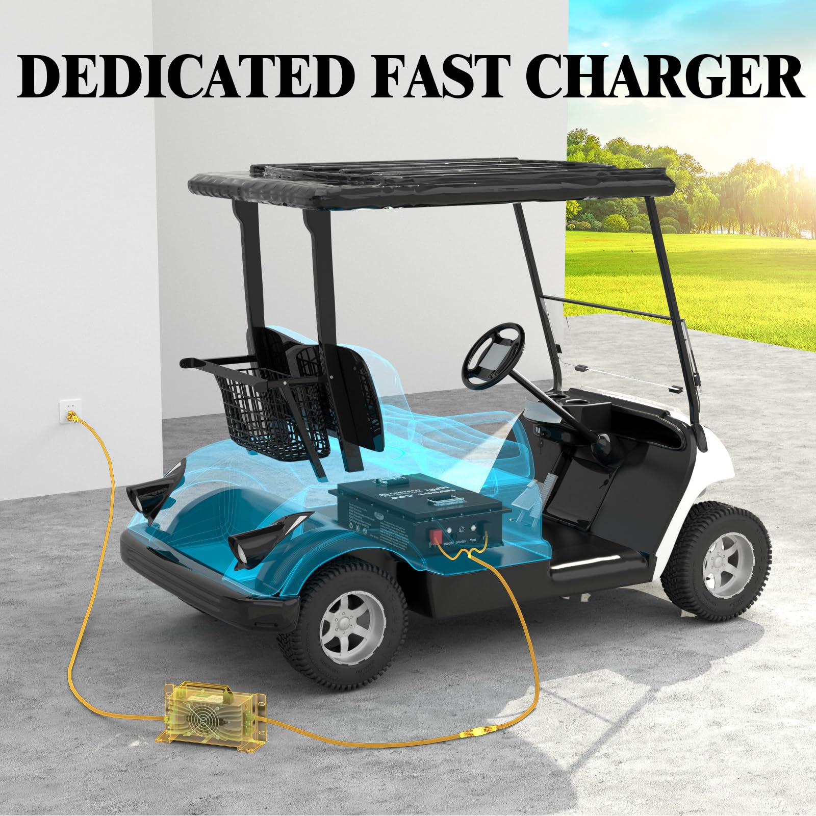 36V 100Ah LiFePO4 Lithium Golf Cart Battery with Charger, Built-in Smart 200A BMS, with Touch Monitor, Perfect for Golf Carts, Off-grid
