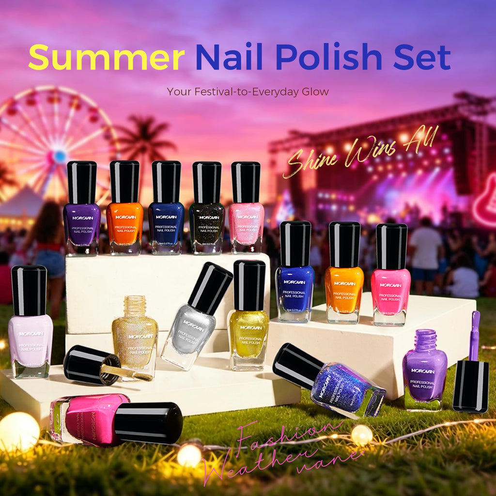 Morovan 15 Bright Color 0.27oz Air Quick Dry Long Lasting Nail Polish Gift Set for Women