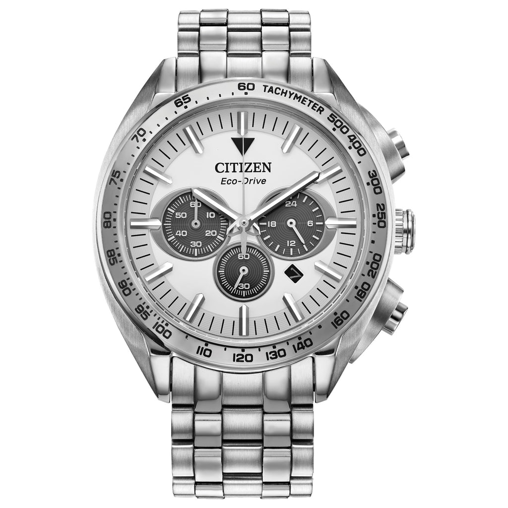 Citizen Men's Eco-Drive Sport Luxury Carson Watch, Stainless-Steel Bracelet and Case, Chronograph