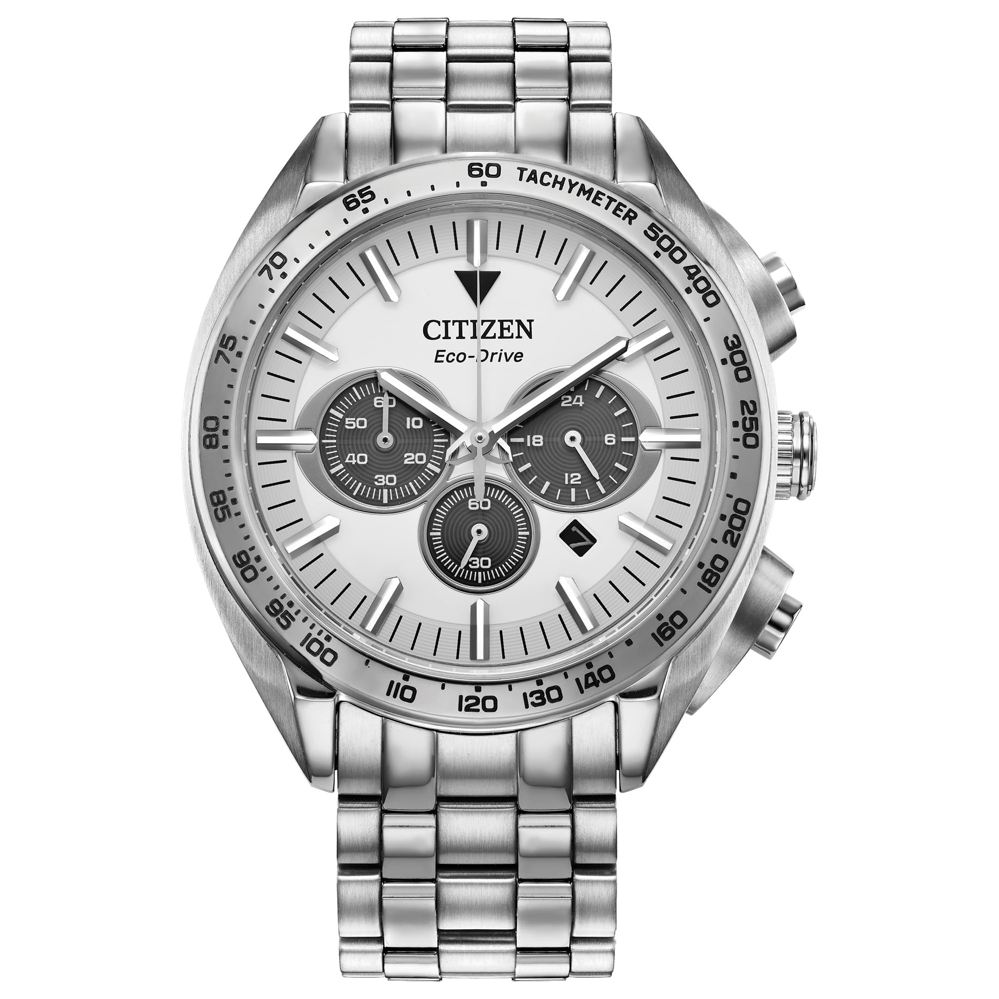 Citizen Men's Eco-Drive Sport Luxury Carson Watch, Stainless-Steel Bracelet and Case, Chronograph