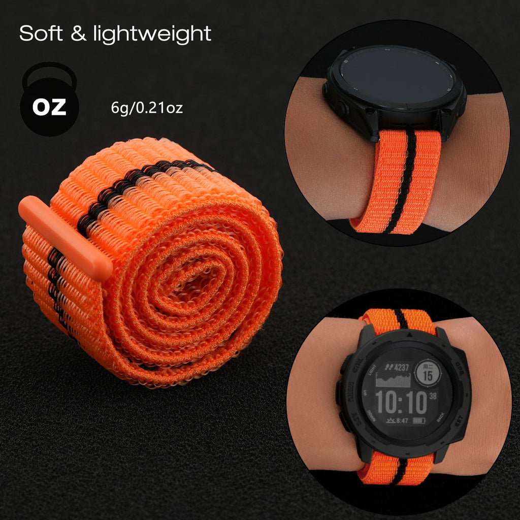 Abanen Hook and Loop Quick Dry Watch Band for Fenix 8 47mm/ epix Pro 47mm / Fenix 7/6/5, 22mm Woven Nylon Ultralight Sport Wristband Strap for Garmin Instinct 2, Instinct 3 45mm