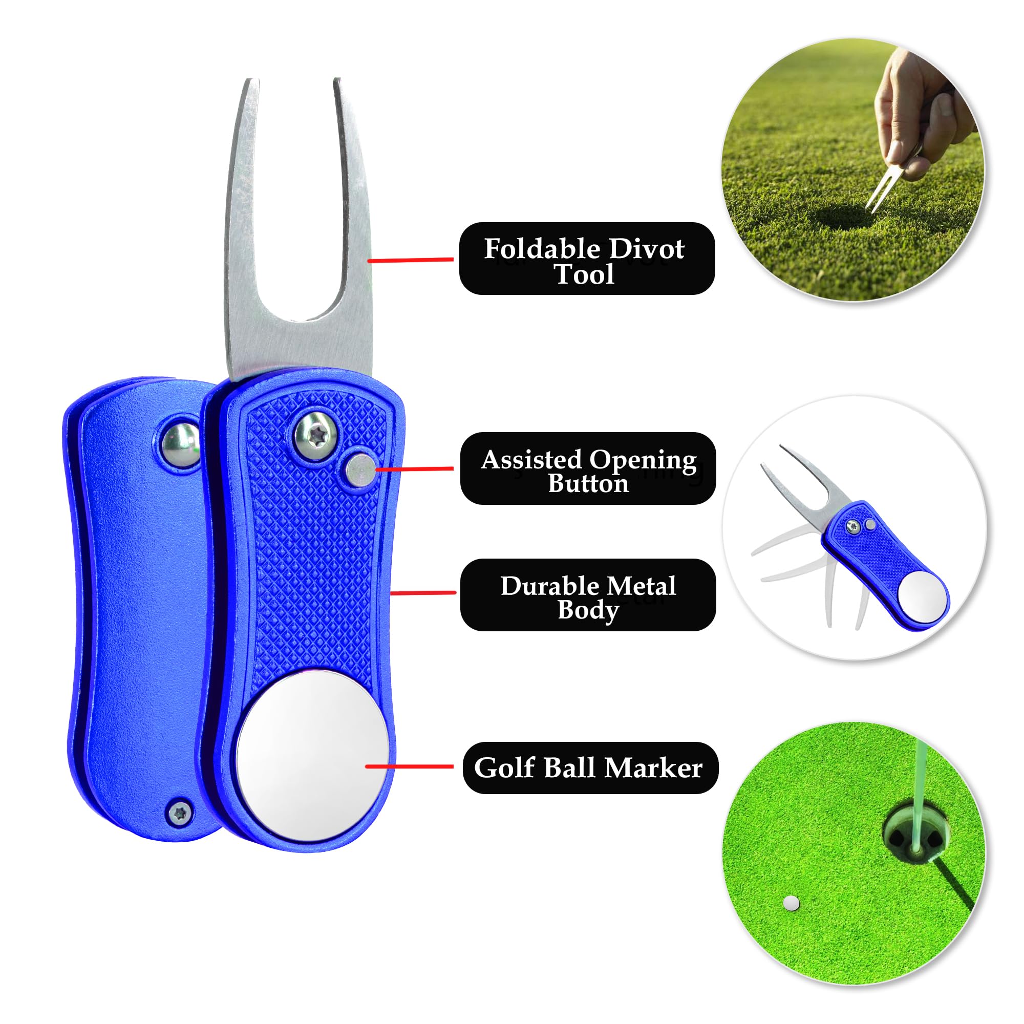 Golf Essentials Kit | Must-Have Accessories – Water Brush, Towel, Club Brush, Ball Marker, Divot Repair Tool, Ball & Tee Holder, Golf Gifts for Men & Women