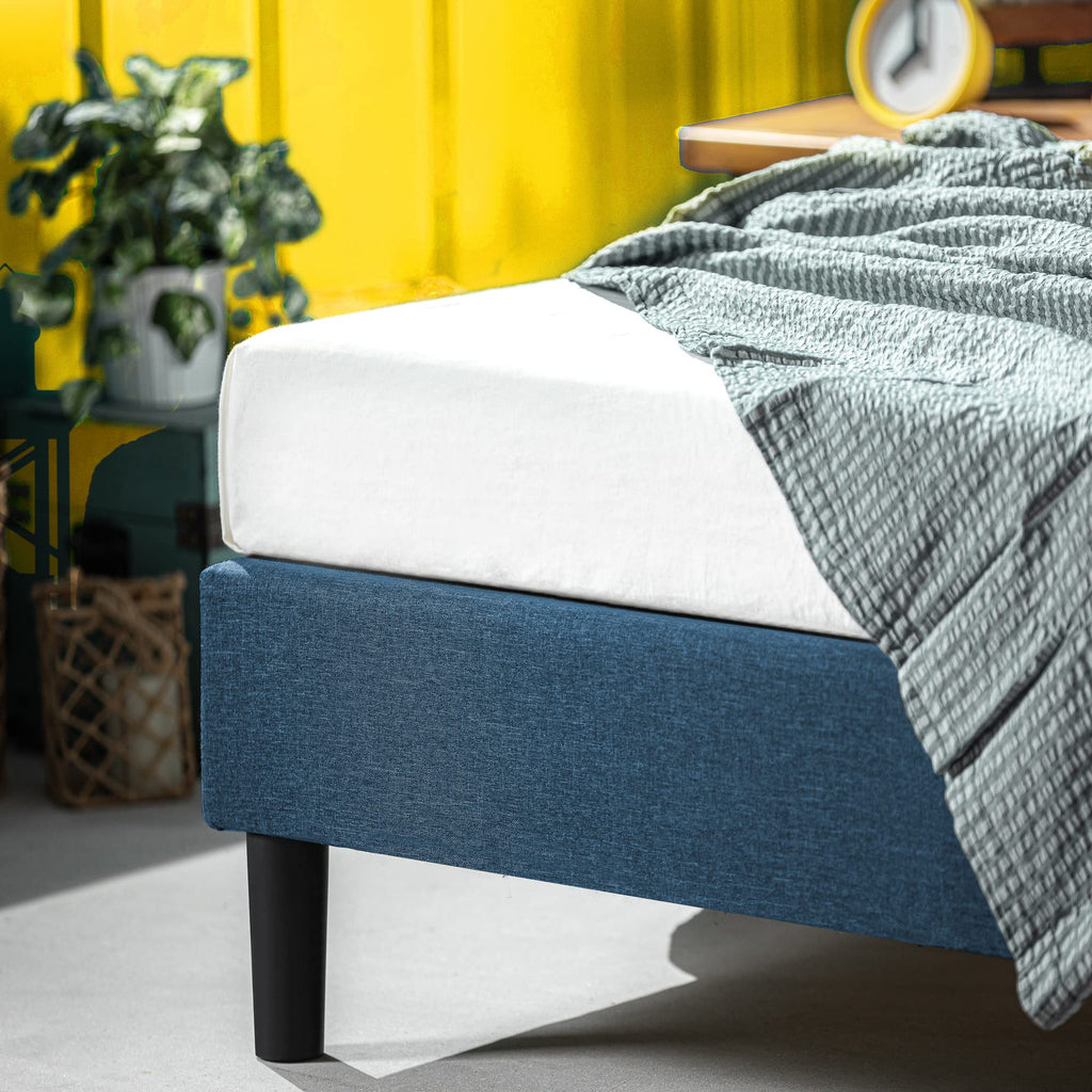 Zinus Curtis Upholstered Platform Bed Frame, Mattress Foundation, Wood Slat Support, No Box Spring Needed, Eco Friendly WonderBox (TM) Packaging, Dark Grey, Full