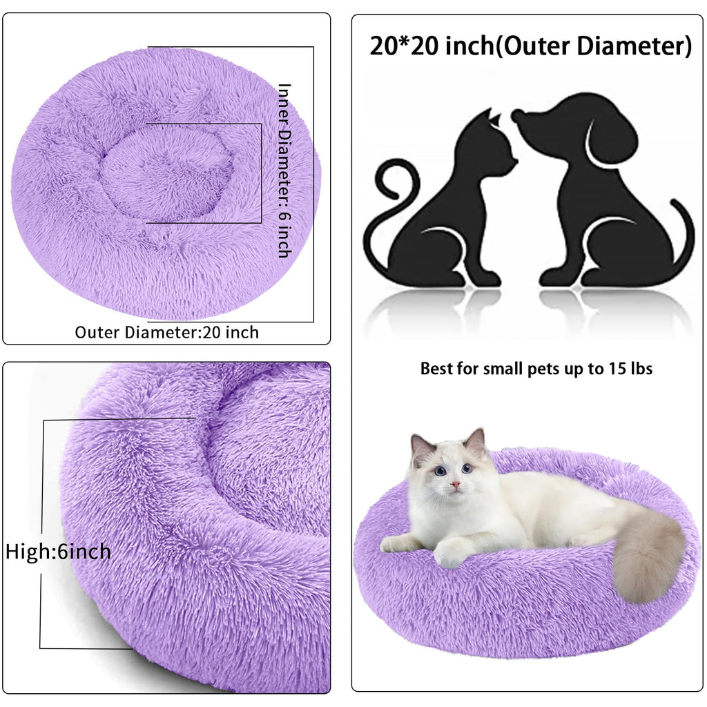 Nisrada Cat Beds for Indoor Cats,15.7 Inch Small Cats Beds, Washable-Round Pet Bed for Puppy and Kitten with Slip-Resistant Bottom